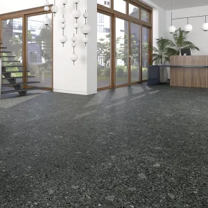 Miscela-R Nero Terrazzo Effect Porcelain Tile 80x80cm Matt
