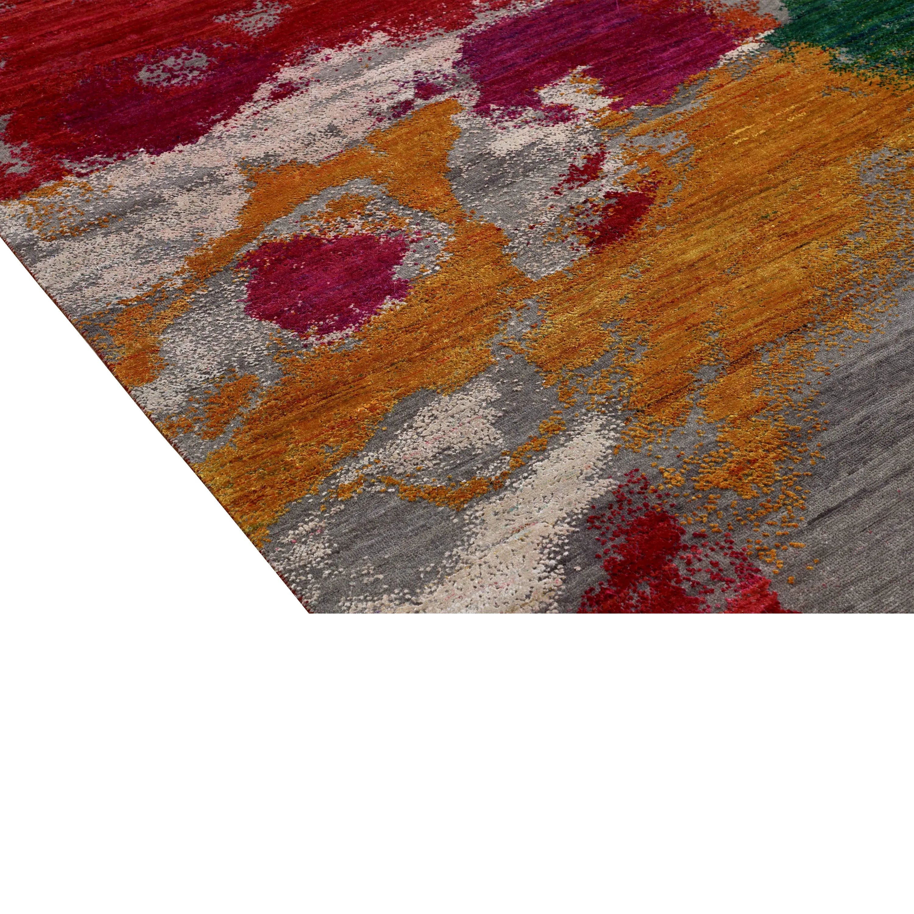 Multicolored Contemporary Wool Silk Blend Rug - 8' x 10'1"