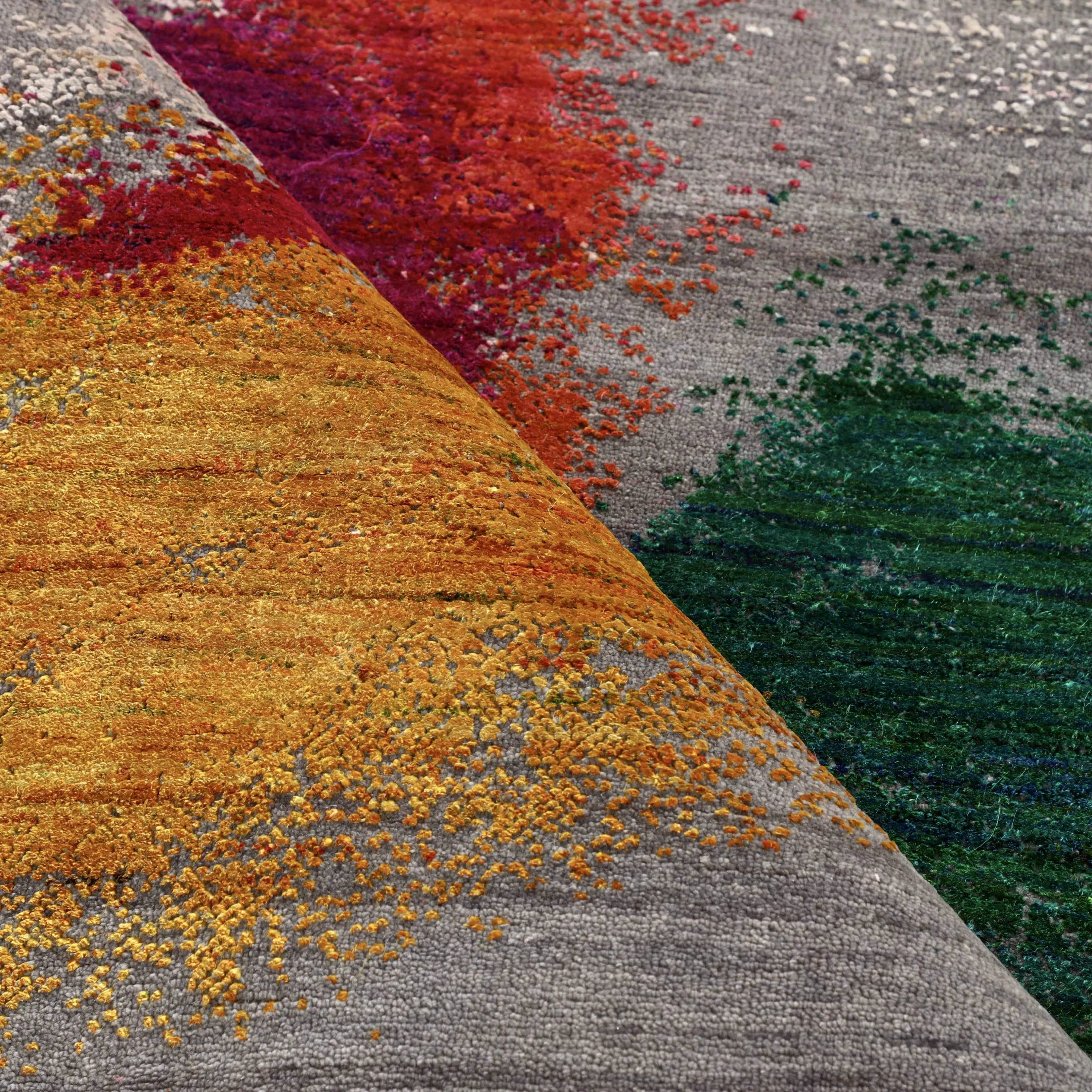 Multicolored Contemporary Wool Silk Blend Rug - 8' x 10'1"