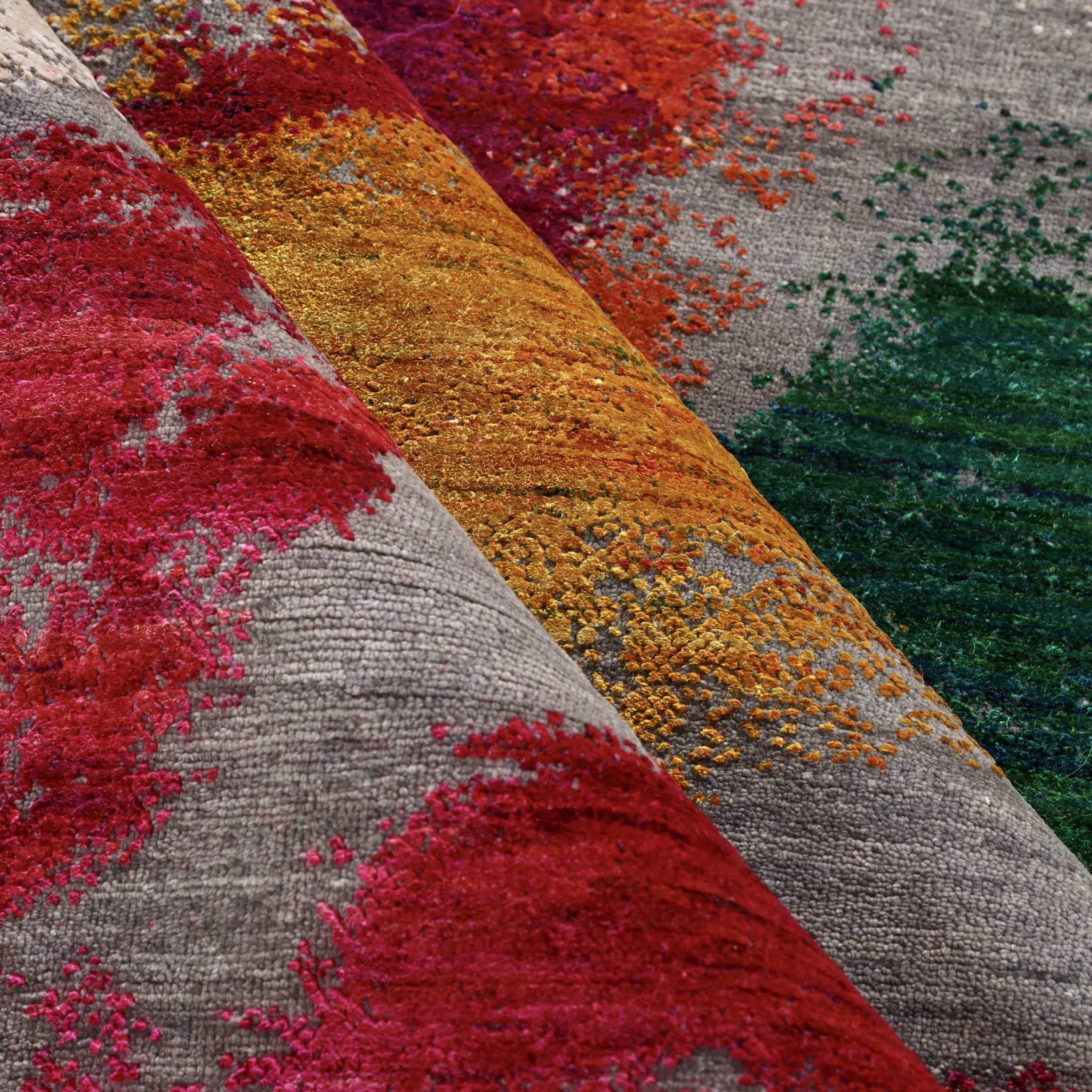 Multicolored Contemporary Wool Silk Blend Rug - 8' x 10'1"