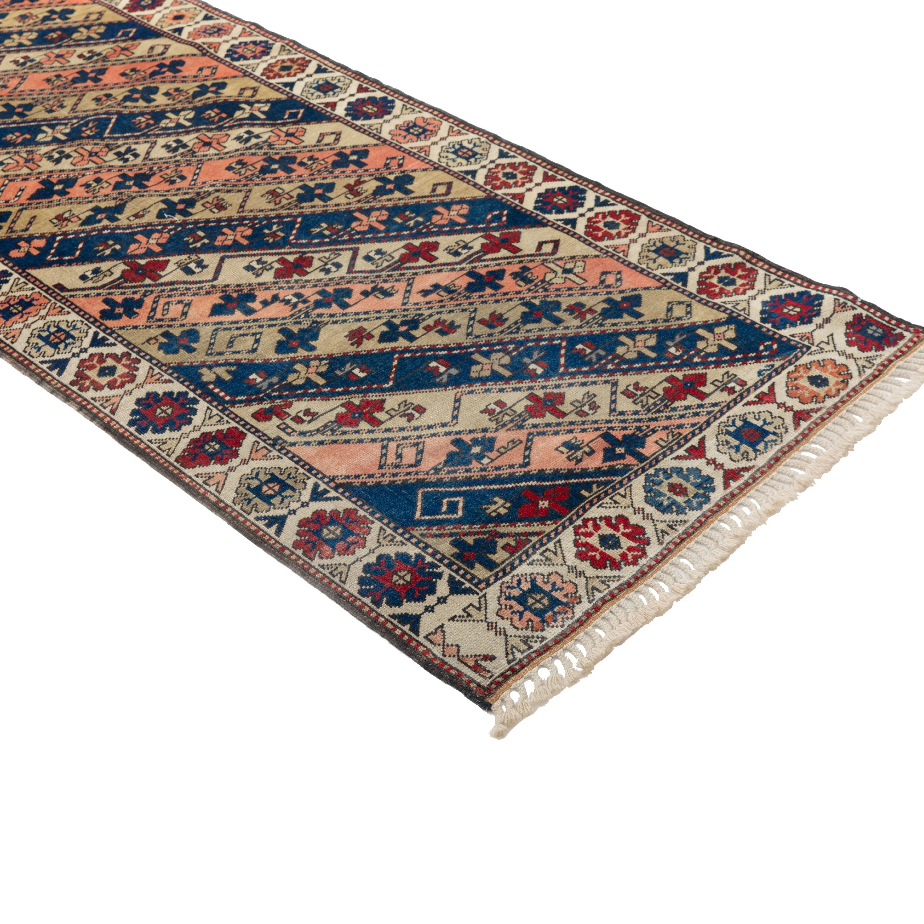 Multicolored Traditional Wool Runner - 3' x 12'