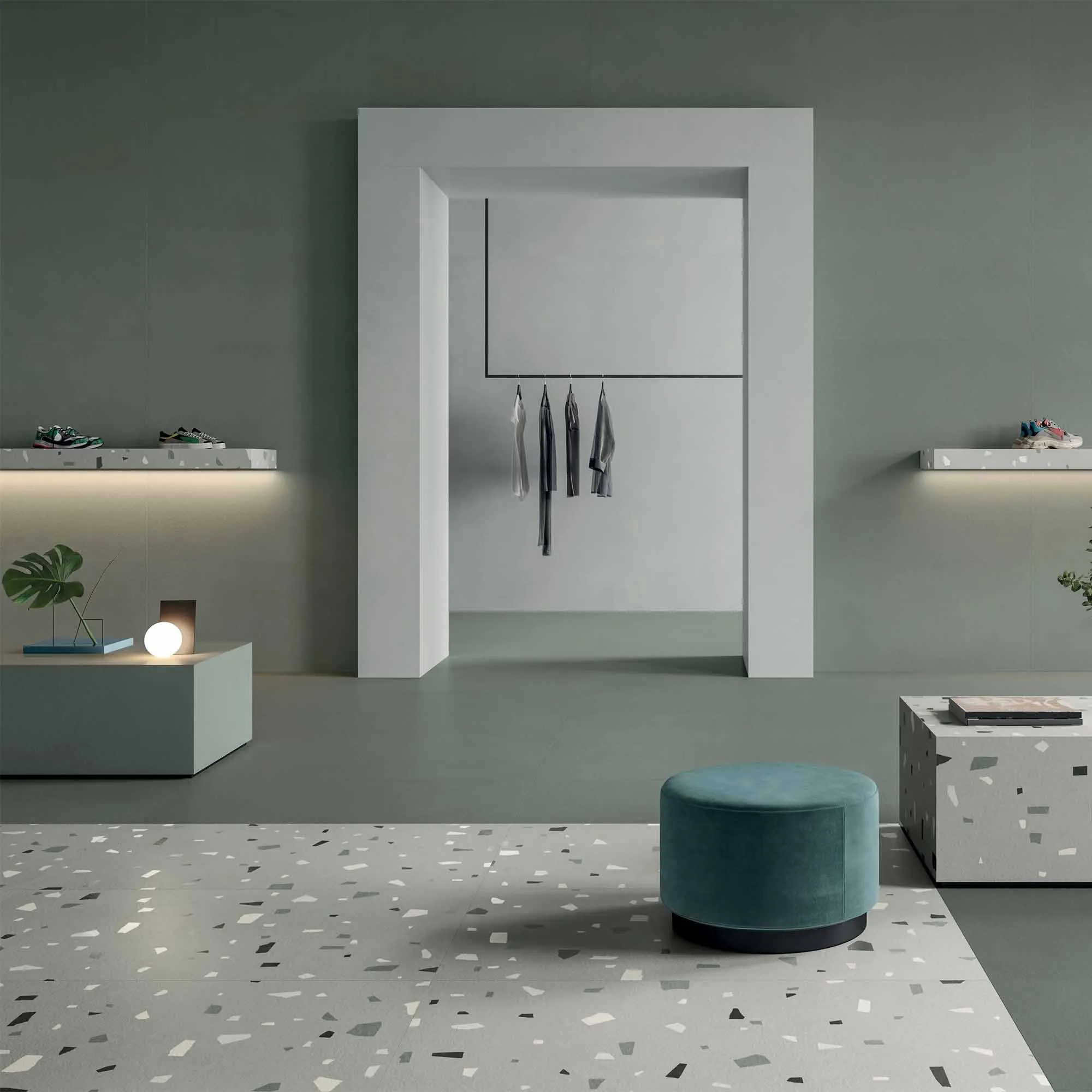 Nuances Salvia Concrete Effect Porcelain Tile 60x120cm Matt