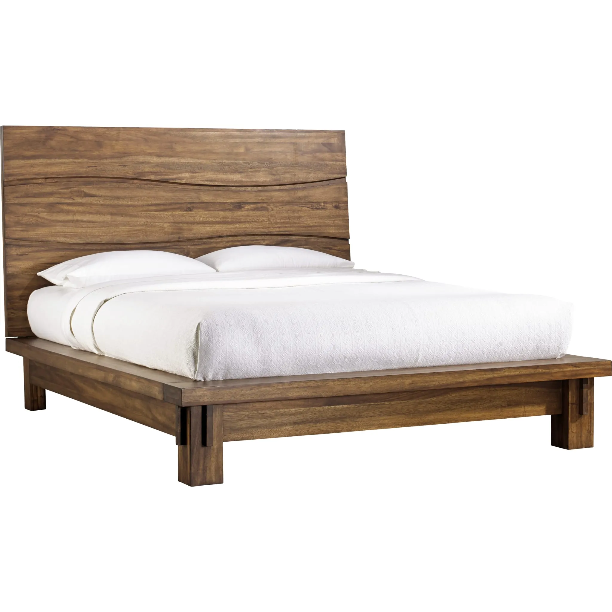 Ocean Solid Wood Platform Bed in Natural Sengon Modus