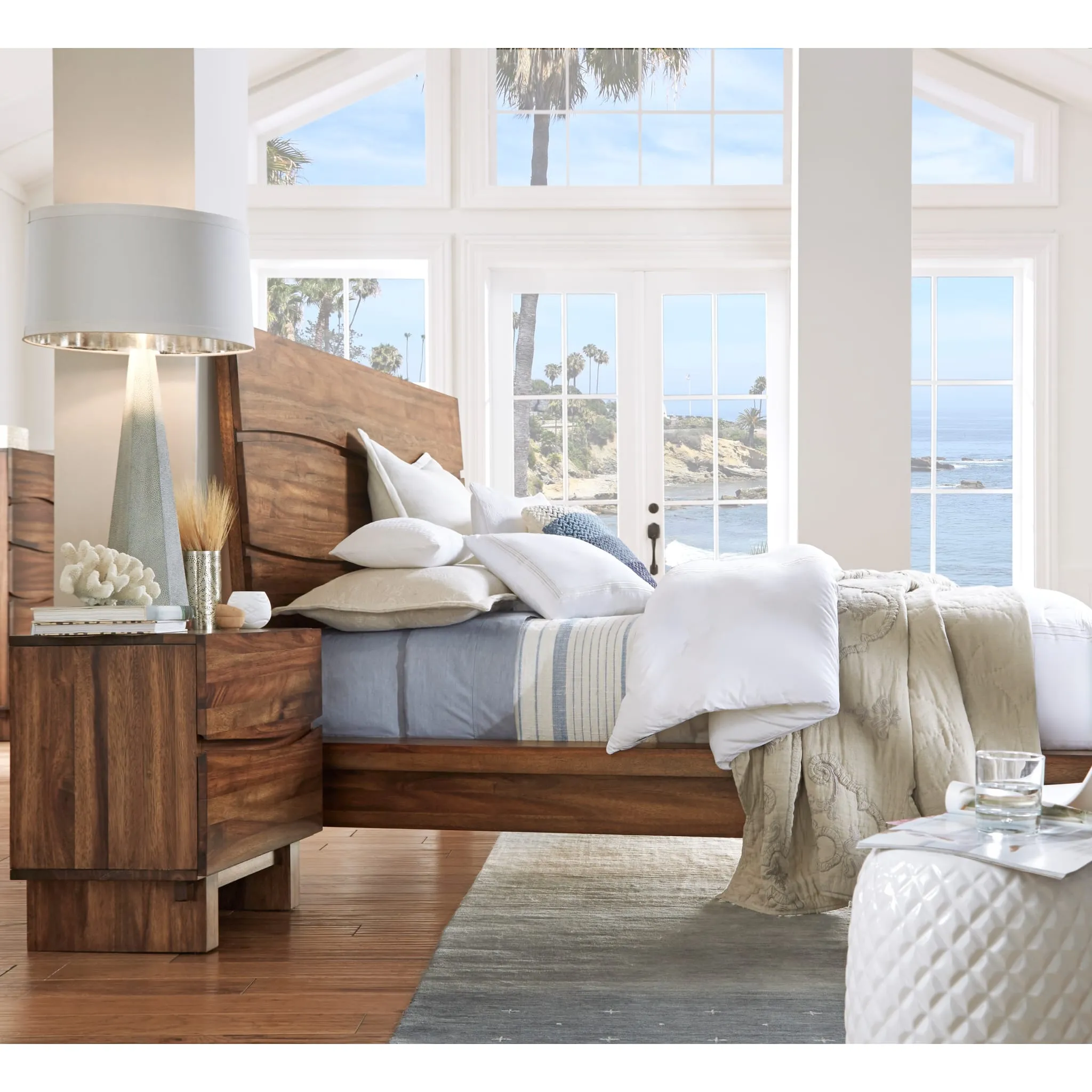 Ocean Solid Wood Platform Bed in Natural Sengon Modus