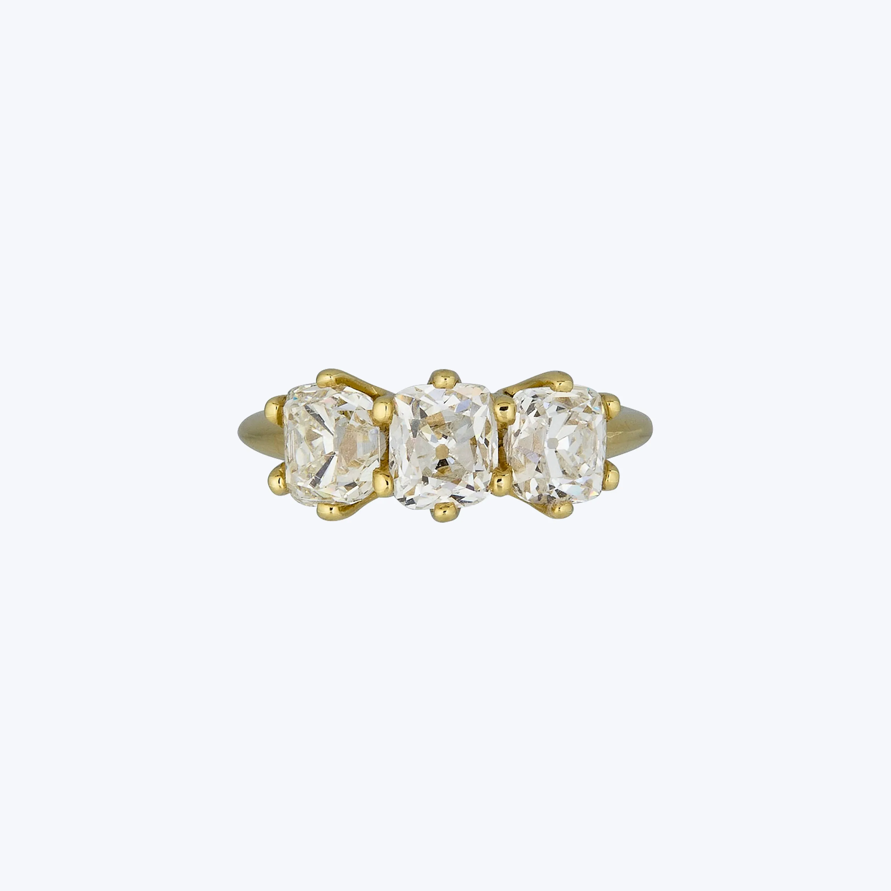 Old Mine Cut Diamond Trilogy Ring