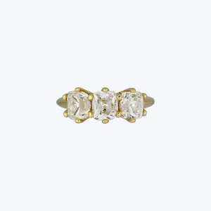Old Mine Cut Diamond Trilogy Ring