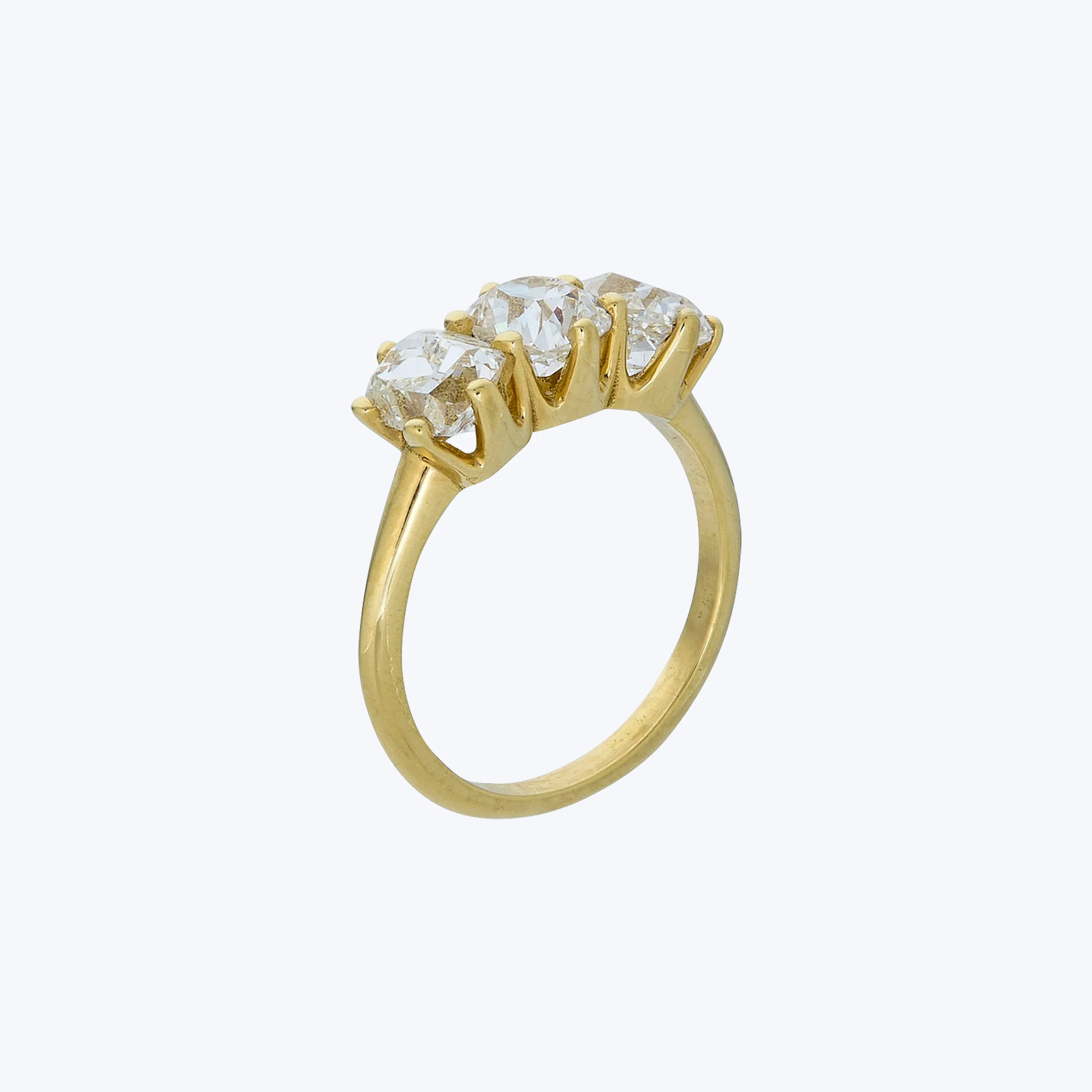 Old Mine Cut Diamond Trilogy Ring