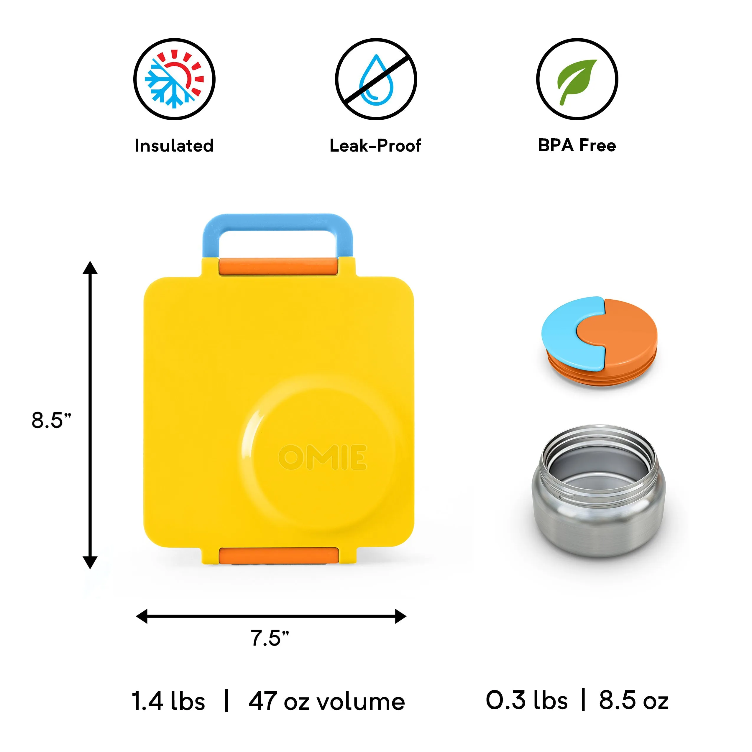 OmieBox Insulated Hot & Cold Bento Box V2 - Sunshine