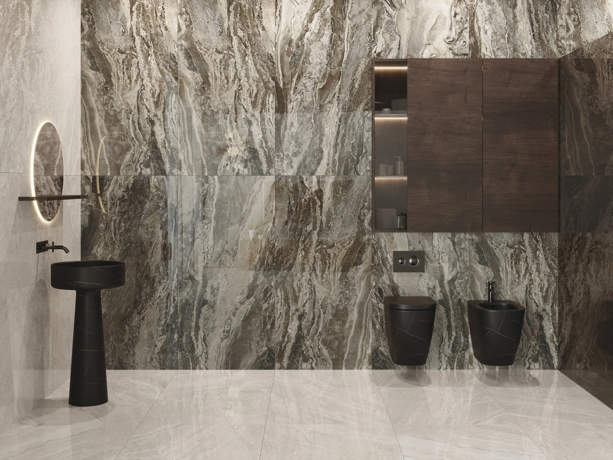 Orobico Light Marble Effect Porcelain Tile 60x120cm Polished
