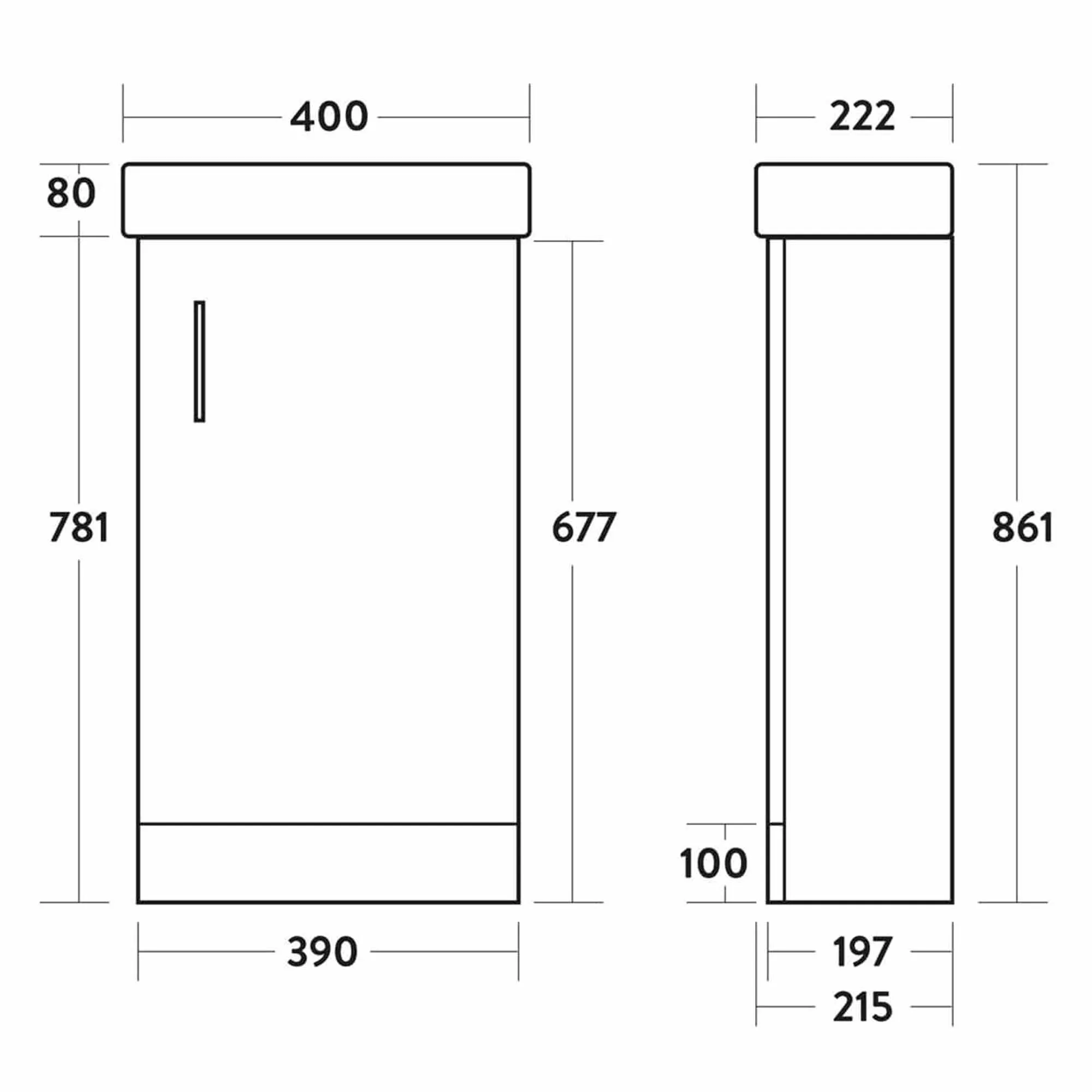Oslo 400 Floorstanding Cloakroom Vanity Unit With Washbasin - Polar White