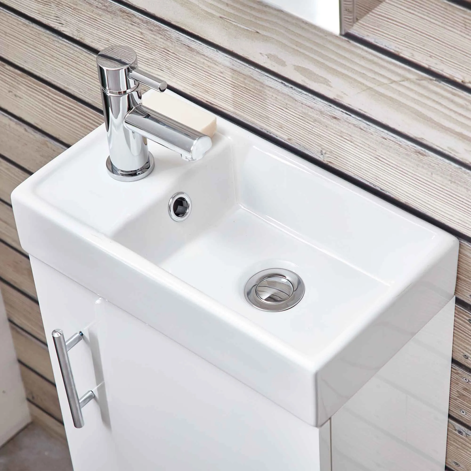 Oslo 400 Floorstanding Cloakroom Vanity Unit With Washbasin - Polar White