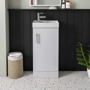 Oslo 400 Floorstanding Cloakroom Vanity Unit With Washbasin - Polar White