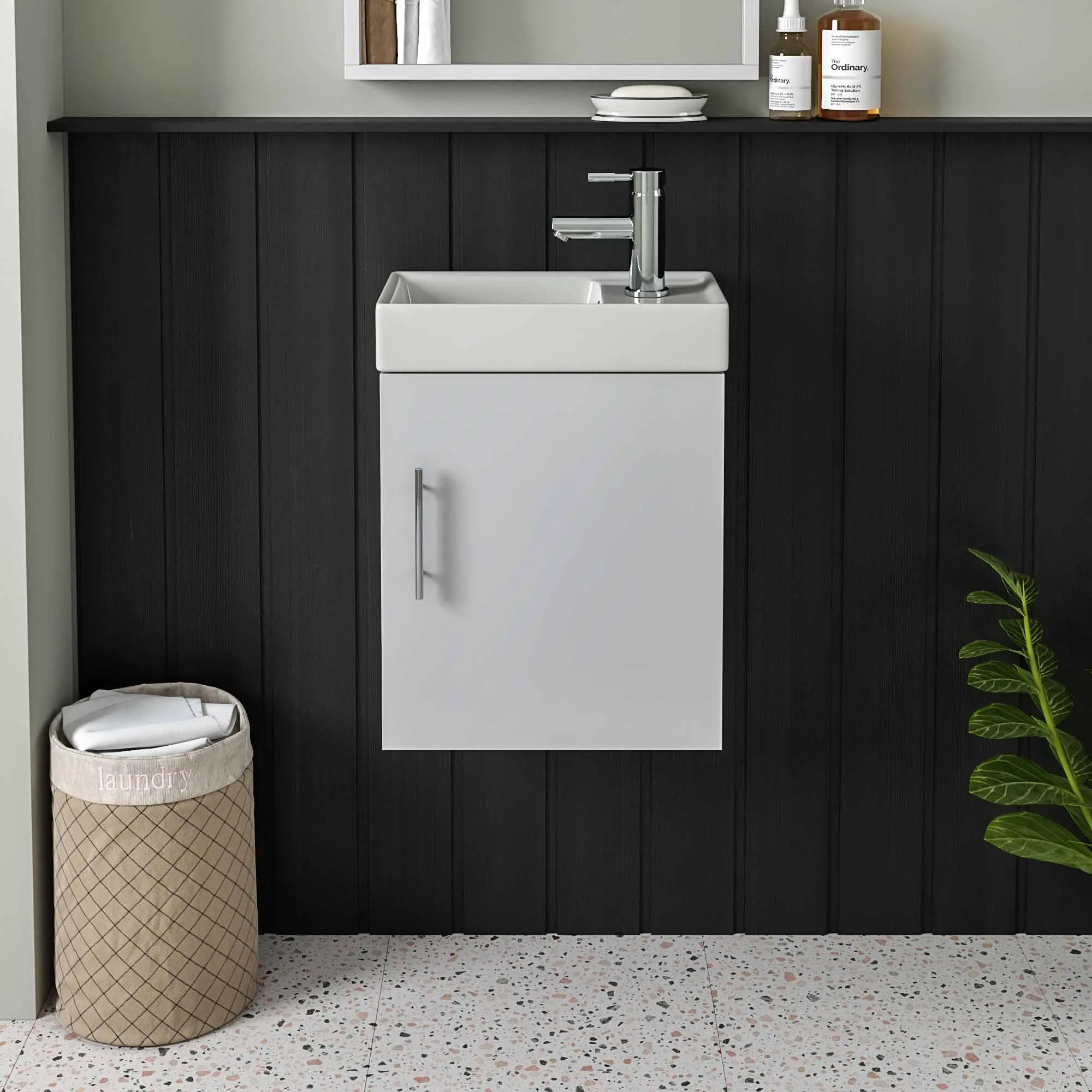 Oslo 400 Wall Mounted Cloakroom Vanity Unit With Washbasin - Polar White