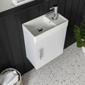 Oslo 400 Wall Mounted Cloakroom Vanity Unit With Washbasin - Polar White