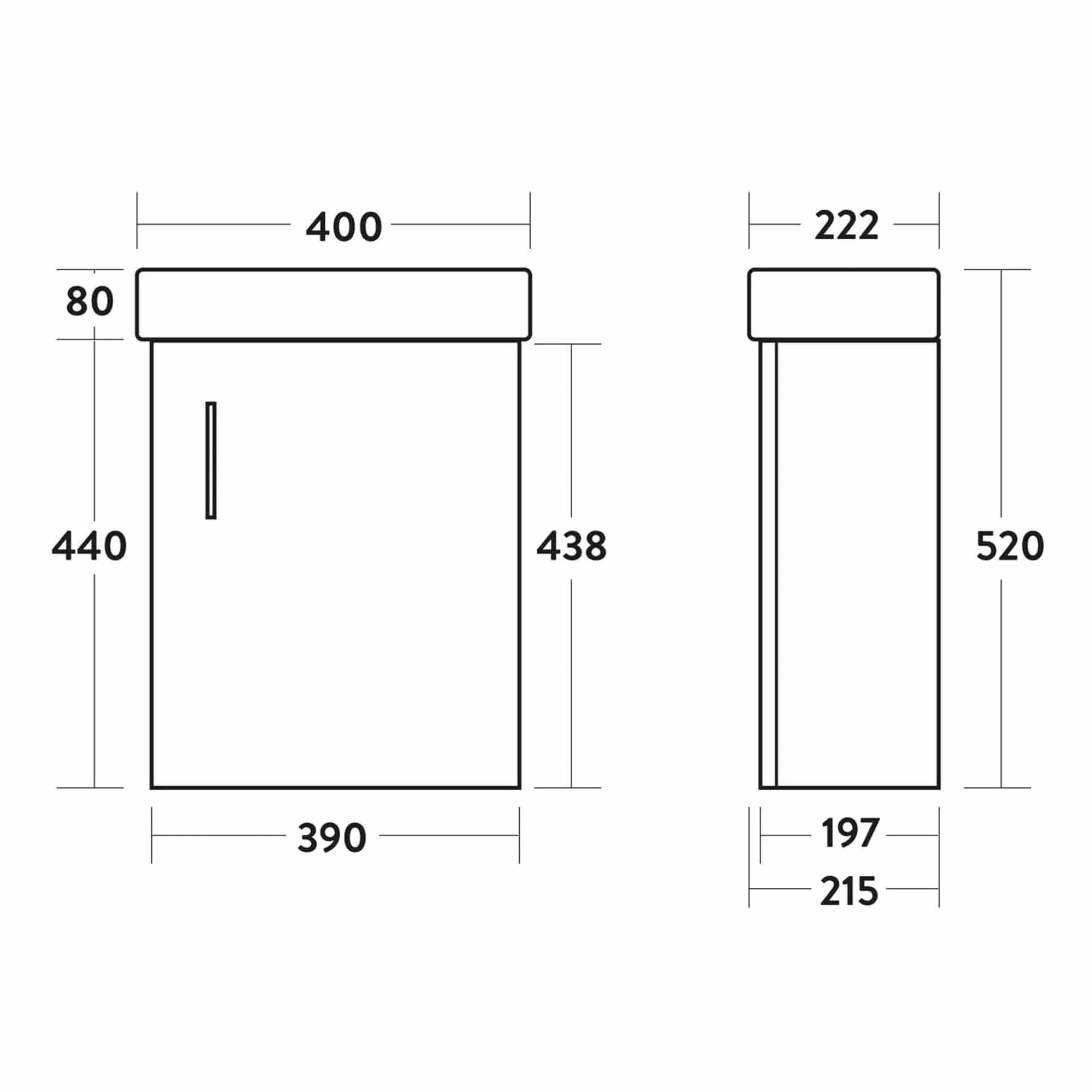 Oslo 400 Wall Mounted Cloakroom Vanity Unit With Washbasin - Polar White