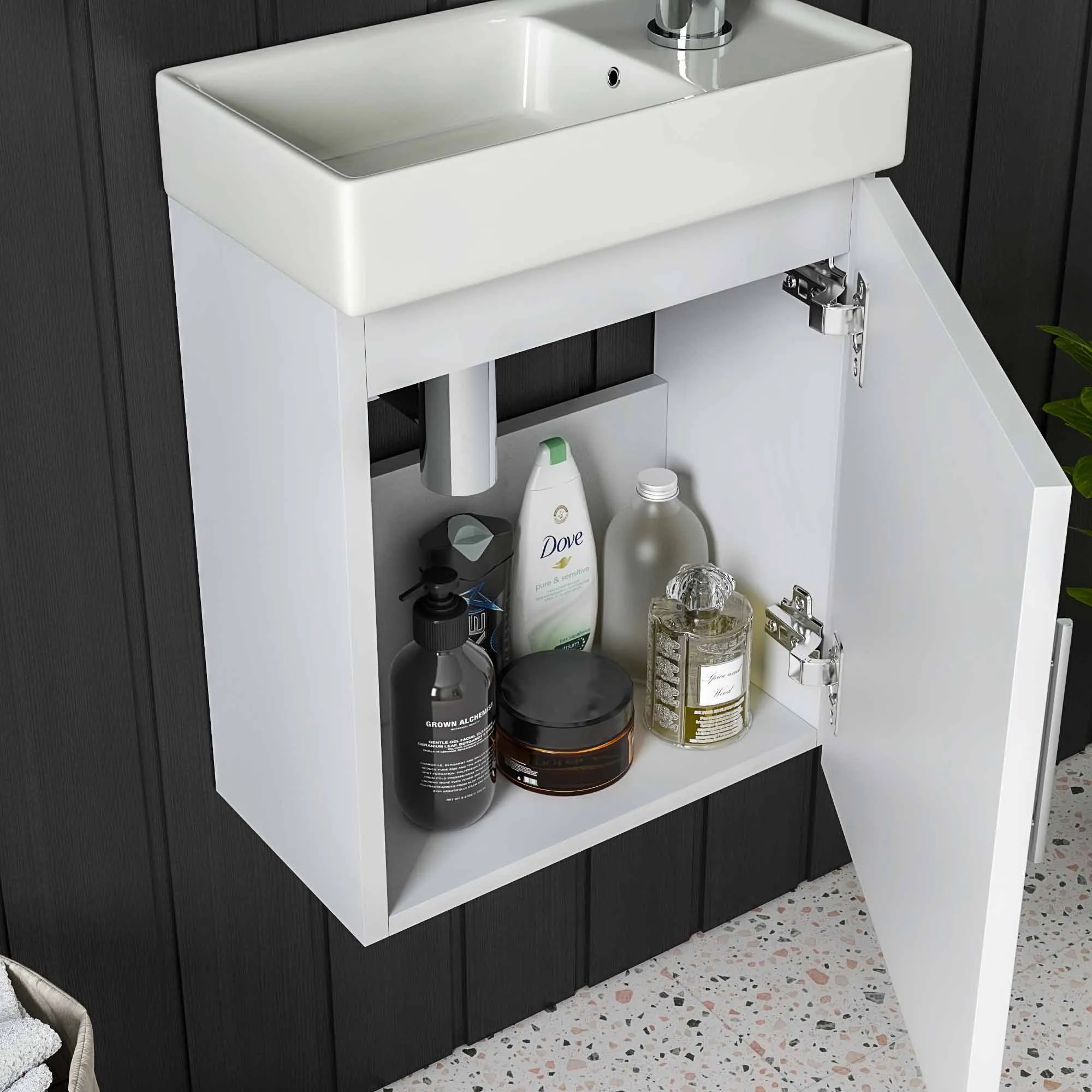 Oslo 400 Wall Mounted Cloakroom Vanity Unit With Washbasin - Polar White