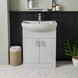 Oslo 550 Floorstanding Vanity Unit With Washbasin - Polar White