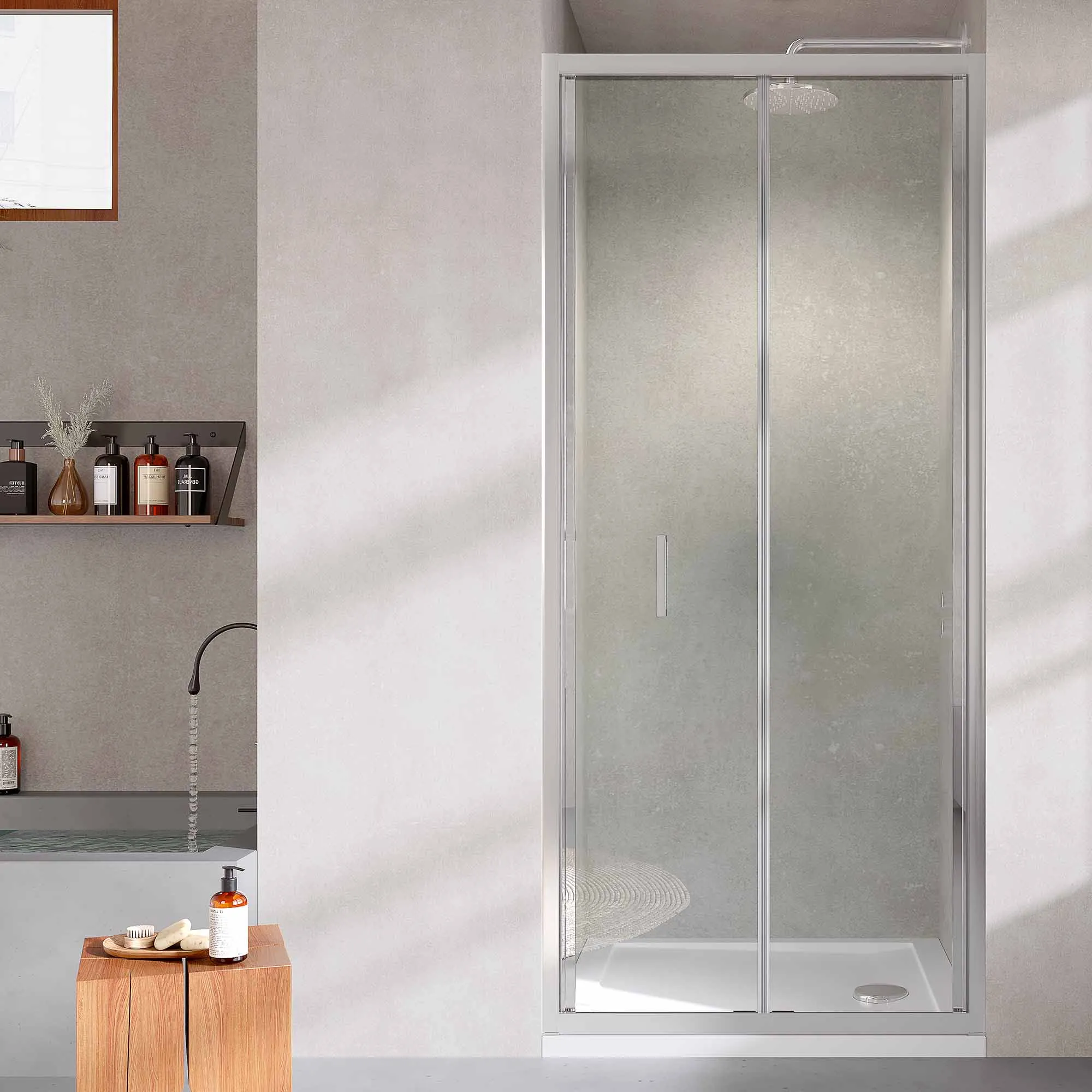 Oslo Bifold Shower Door In Recess - Chrome