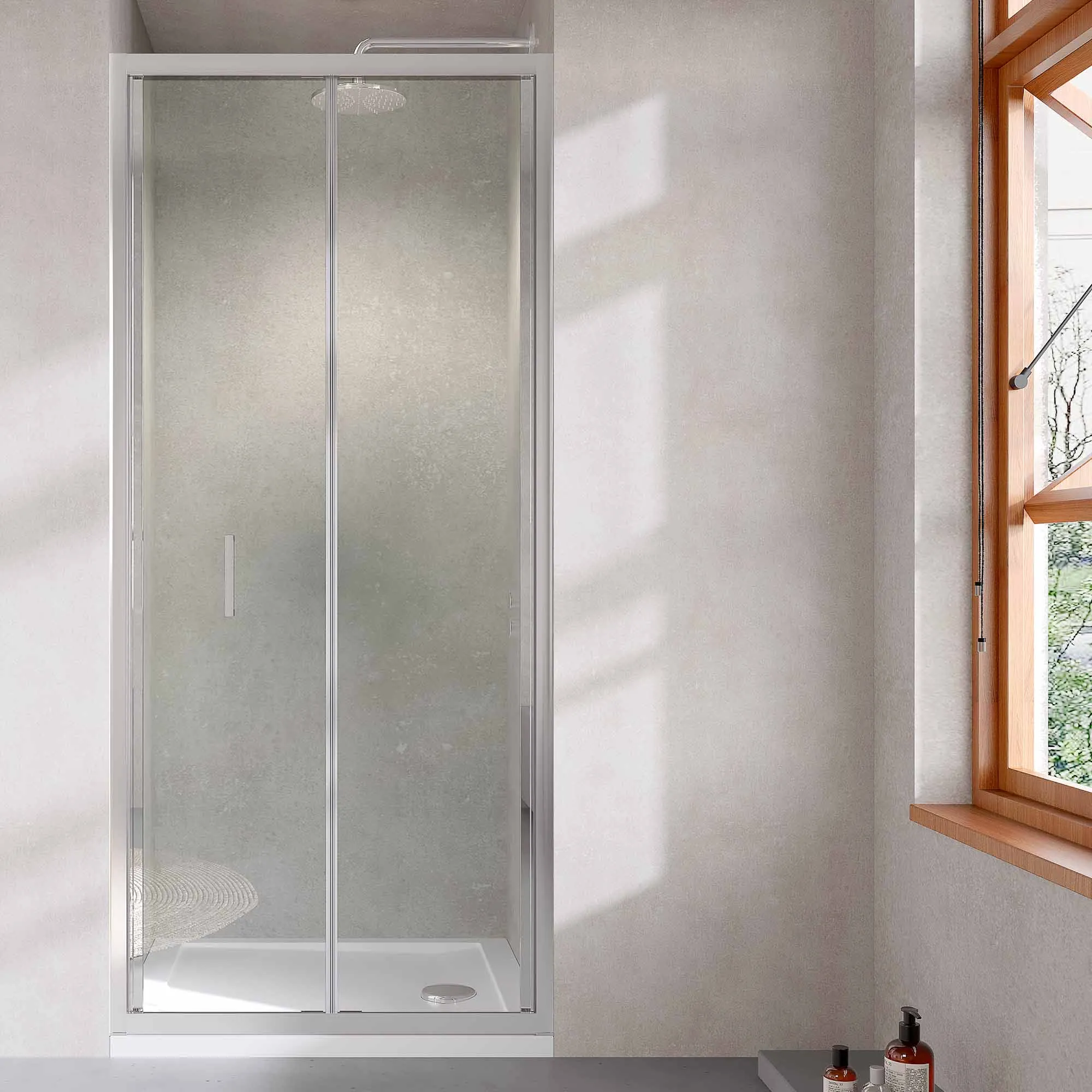 Oslo Bifold Shower Door In Recess - Chrome