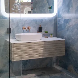 Oslo Blanco 1200 Wall Hung Vanity Unit With Solid Surface Worktop