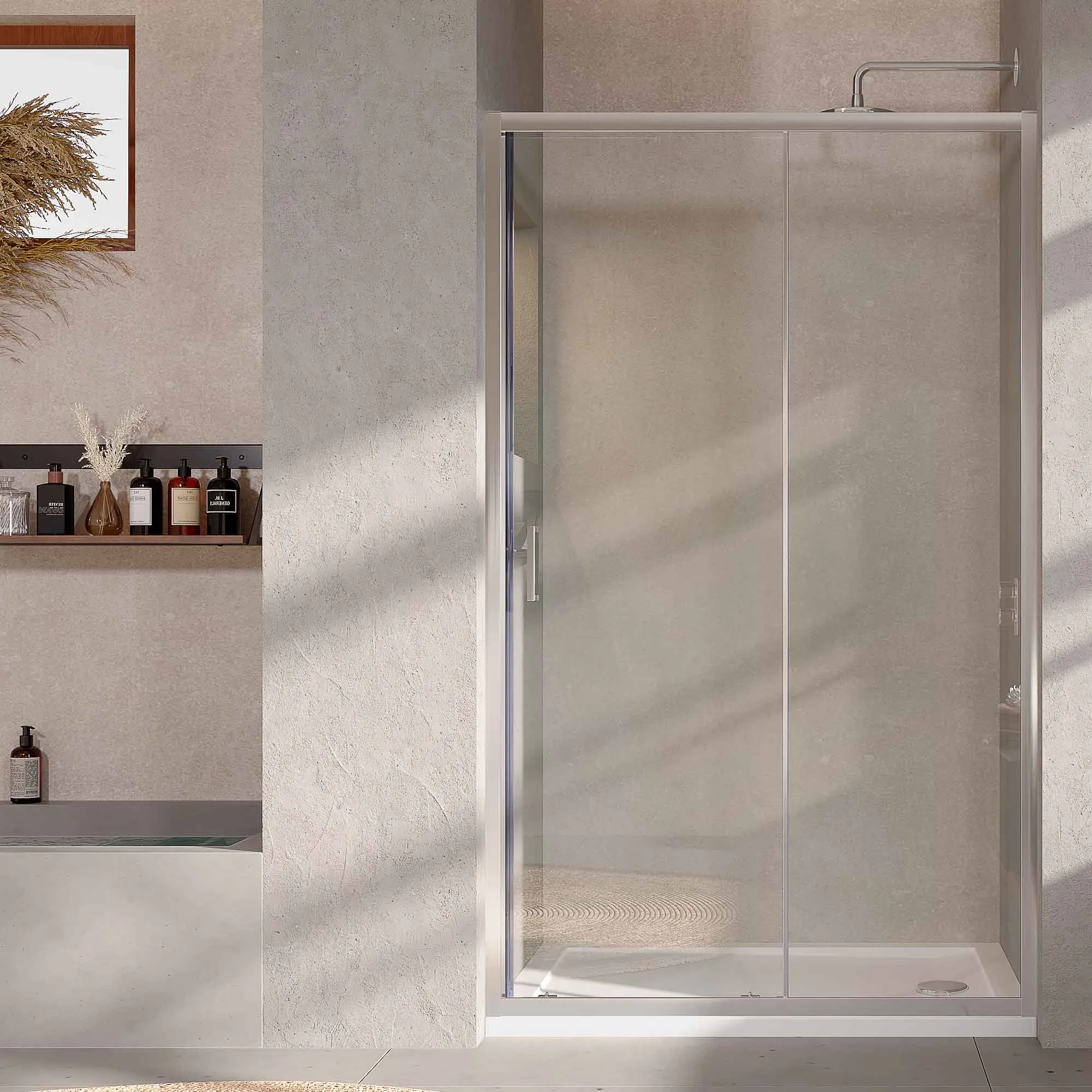 Oslo Sliding Shower Door In Recess - Chrome
