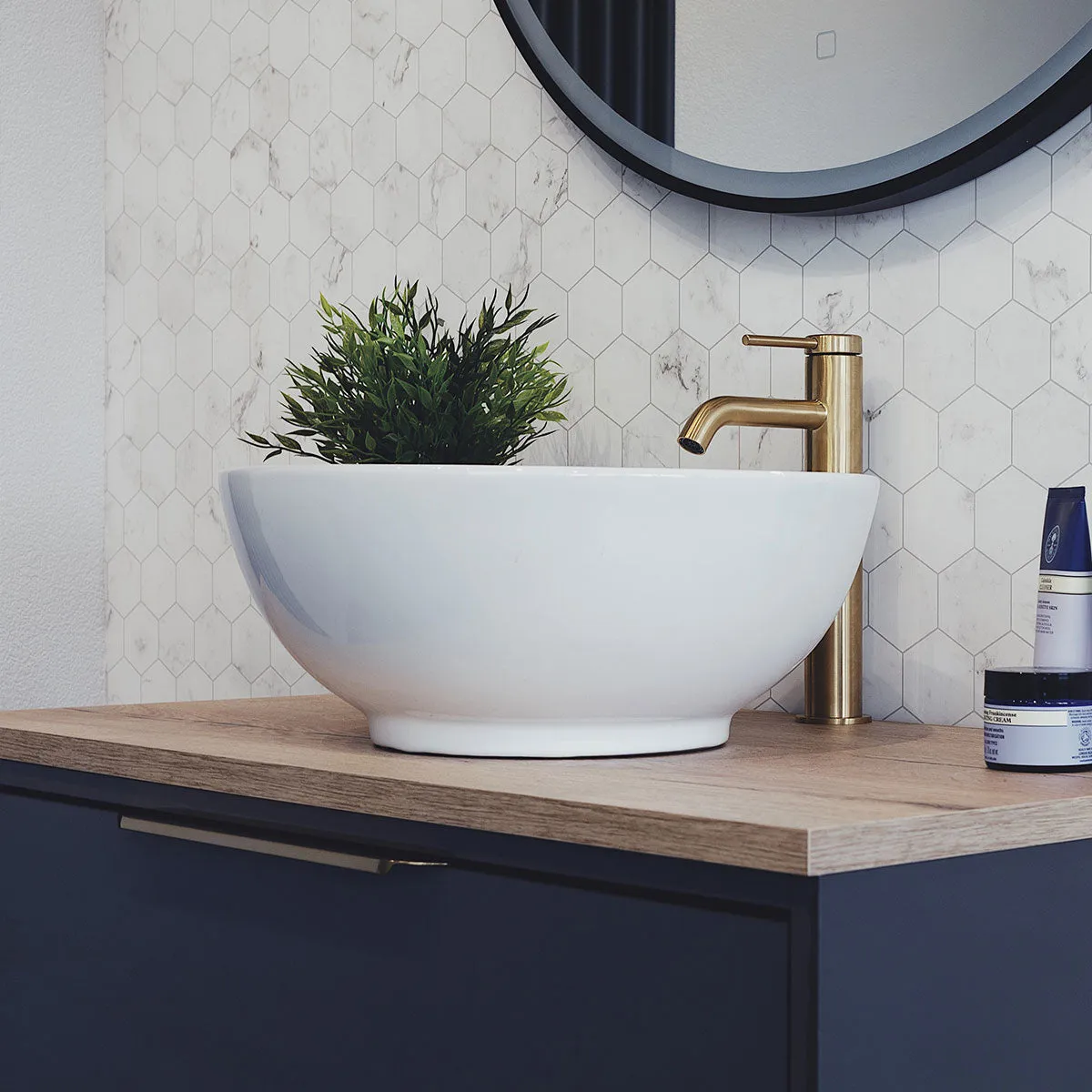 Ovalle Countertop Round Basin - White