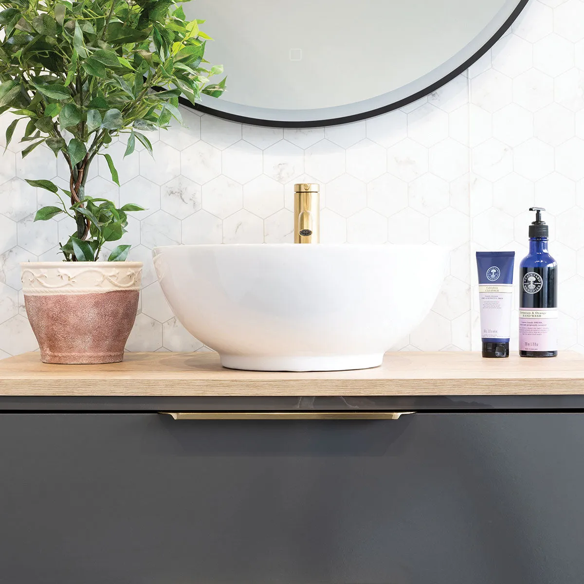 Ovalle Countertop Round Basin - White
