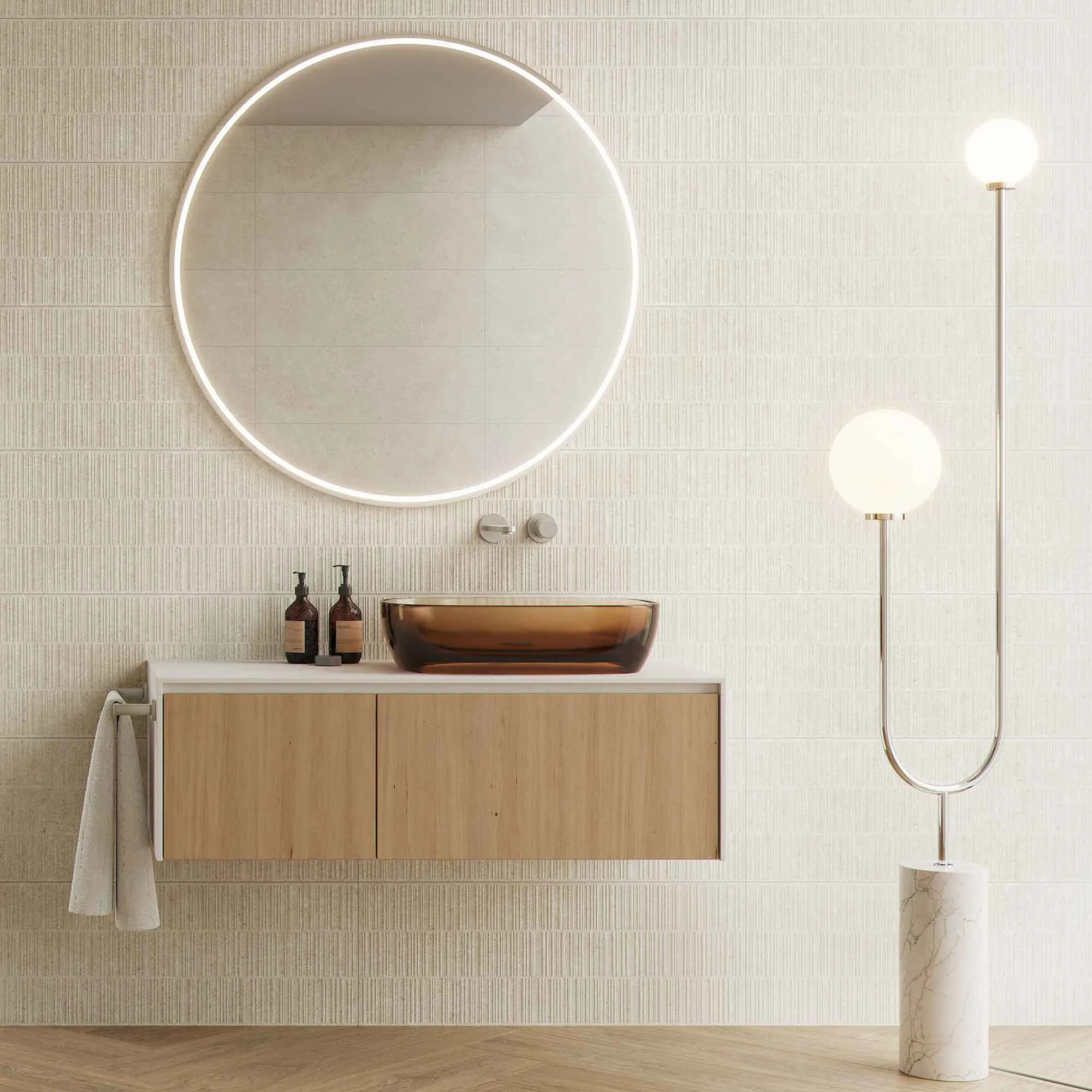Palma Almond Stone Effect Decor Wall Tile 33x90cm Matt
