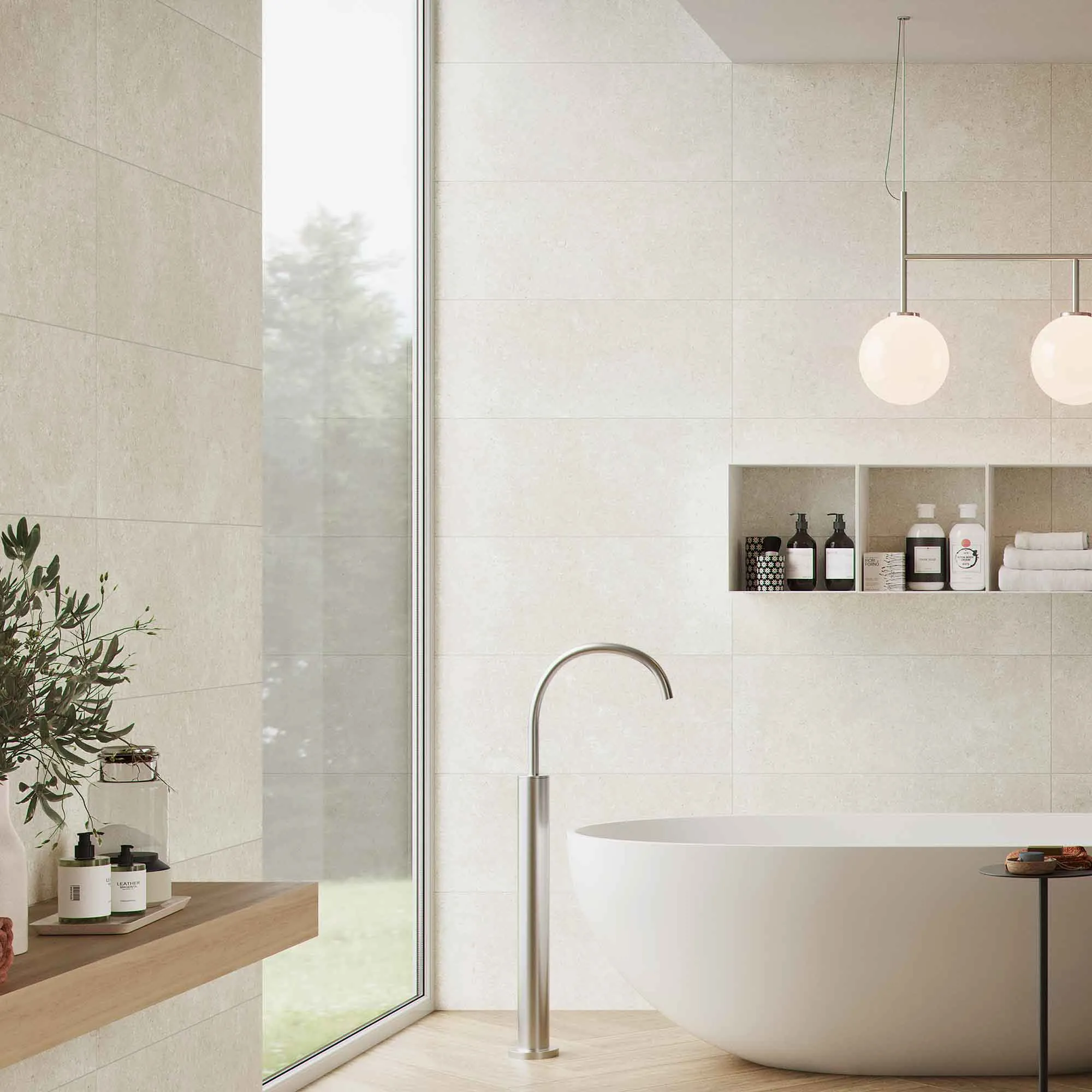 Palma Almond Stone Effect Wall Tile 33x90cm Matt