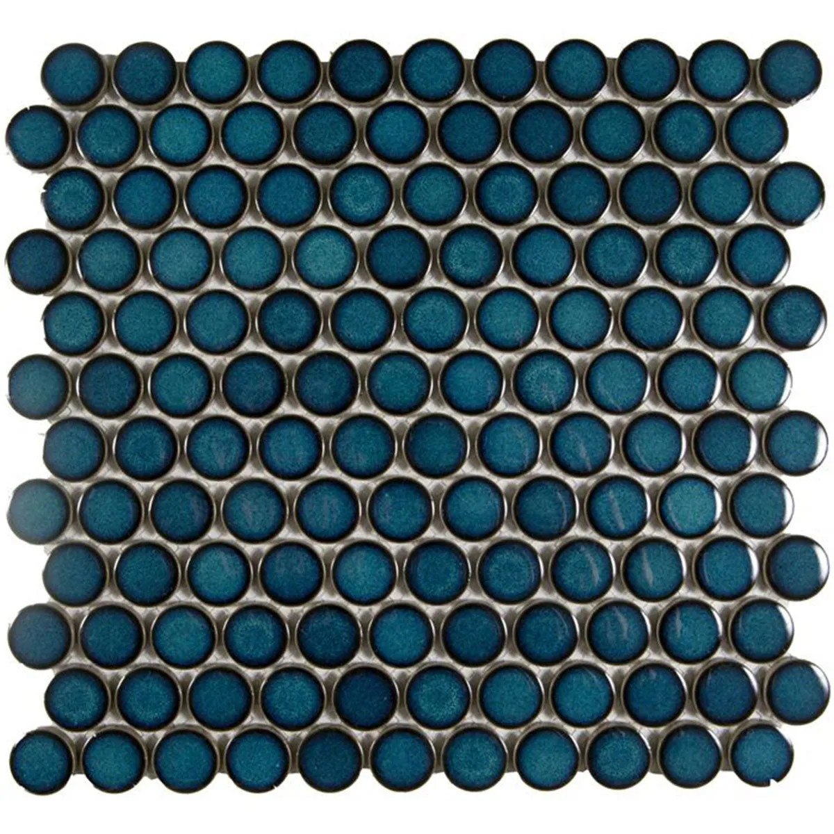 Penny Verde Round Wall & Floor Mosaic Tile 31x33cm Gloss