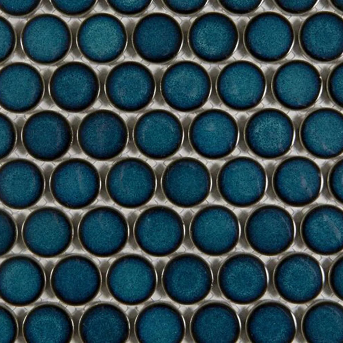 Penny Verde Round Wall & Floor Mosaic Tile 31x33cm Gloss