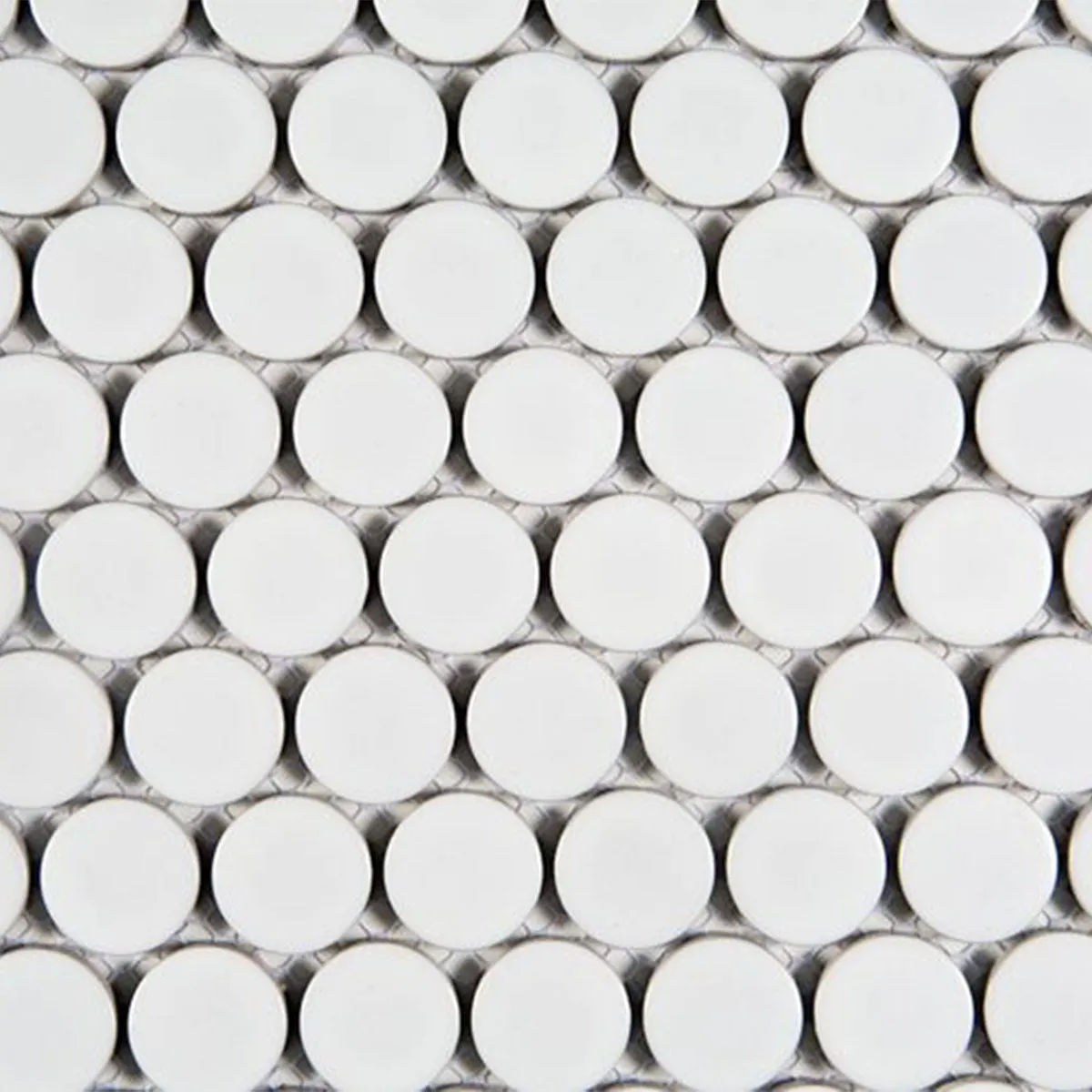 Penny White Round Wall & Floor Mosaic Tile 31x33cm Gloss