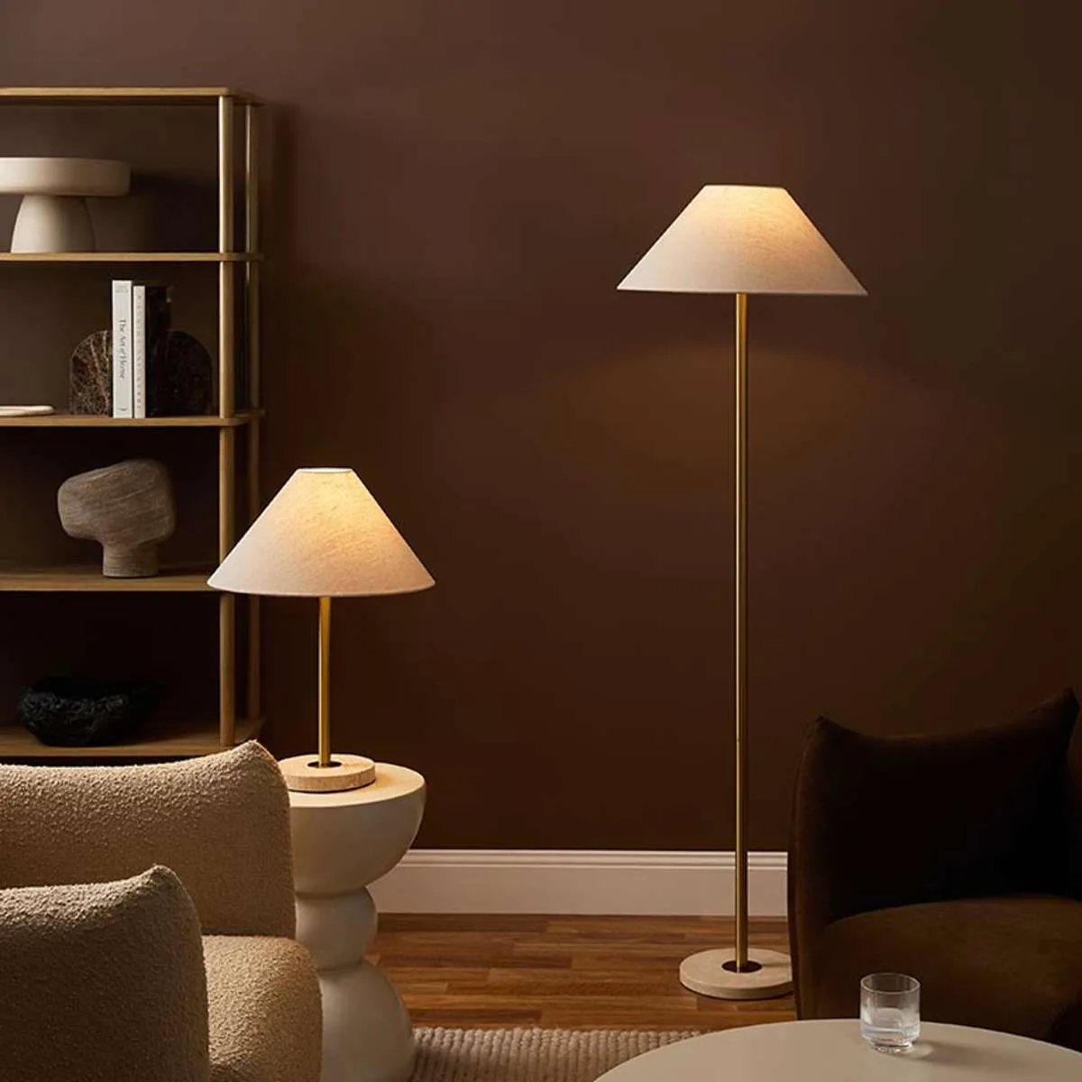 Phoebe Travertine Base Table Lamp Mocka