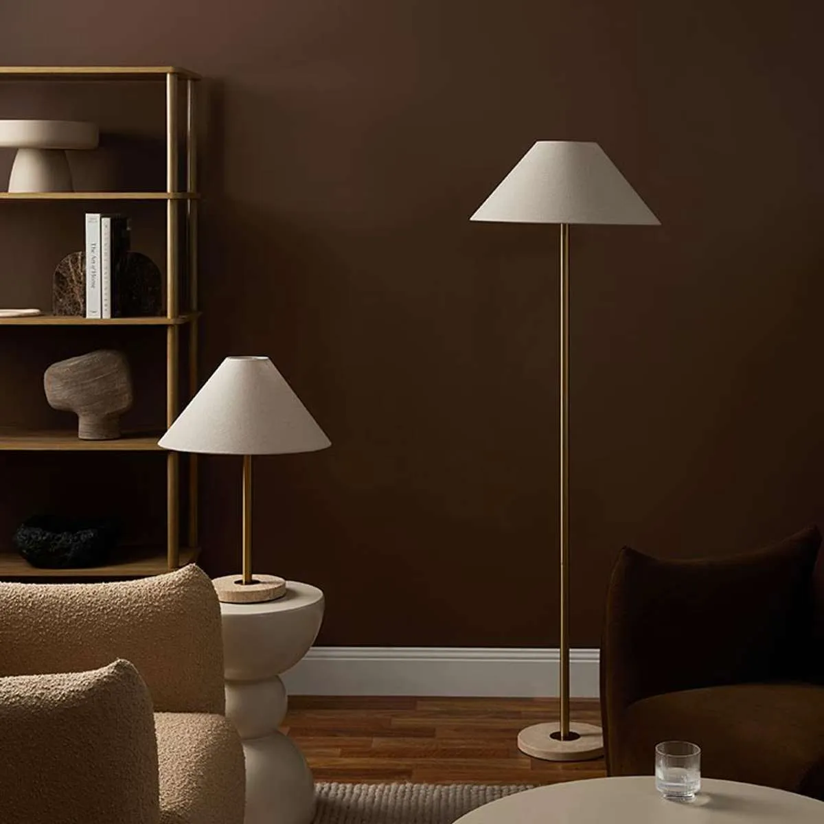 Phoebe Travertine Base Table Lamp Mocka