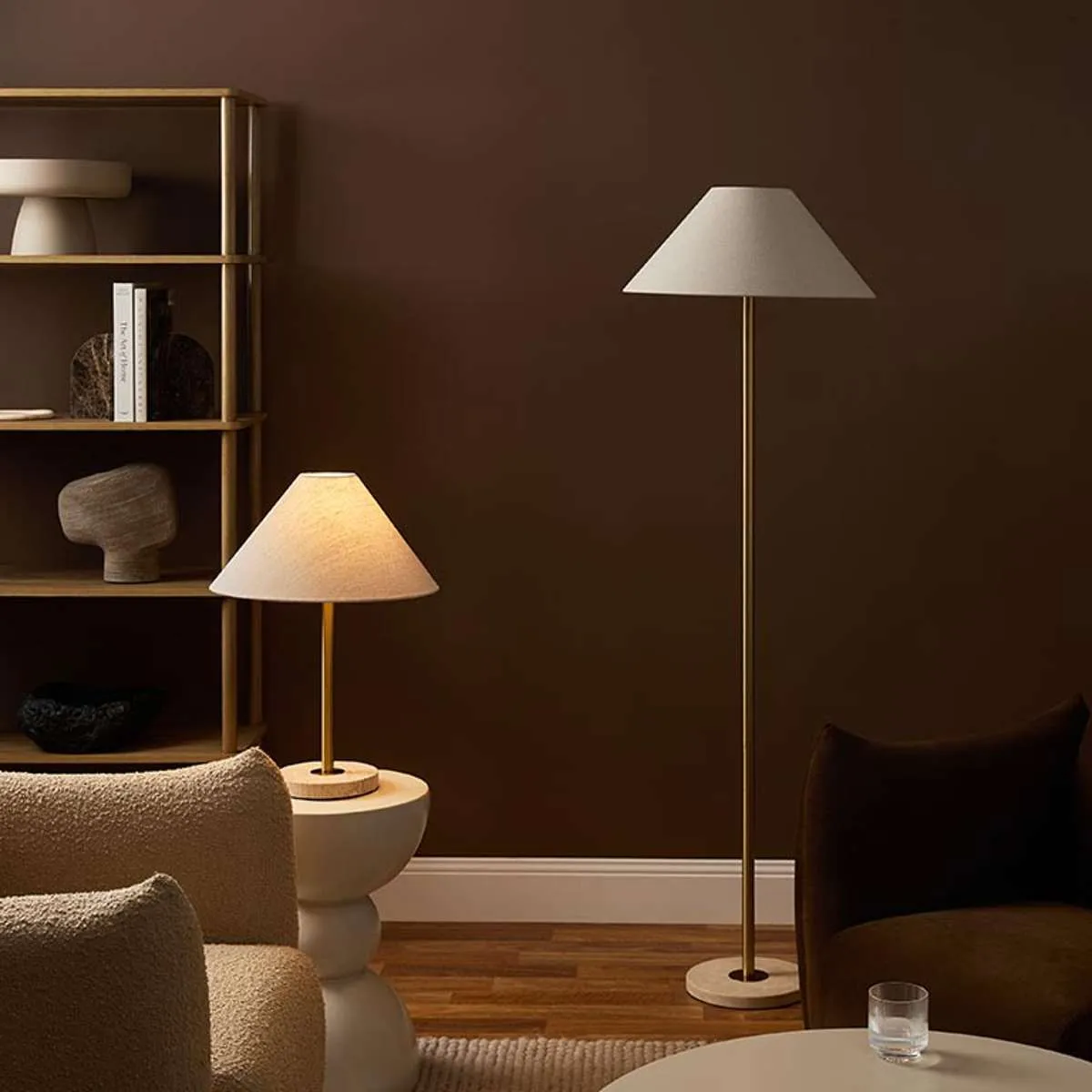 Phoebe Travertine Base Table Lamp Mocka