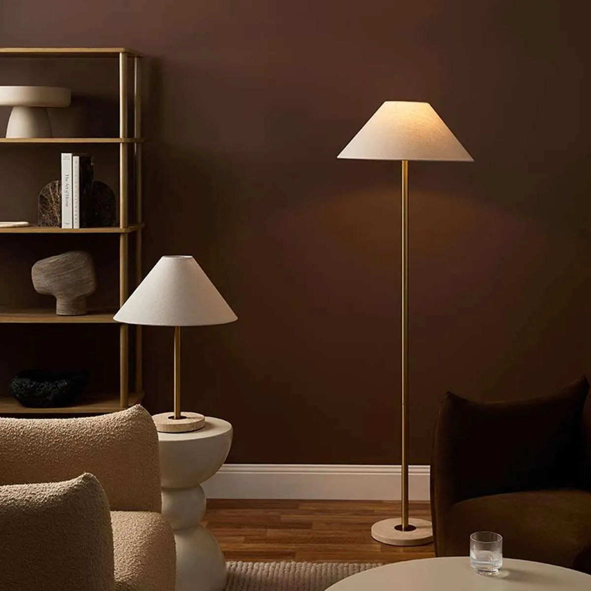 Phoebe Travertine Base Table Lamp Mocka