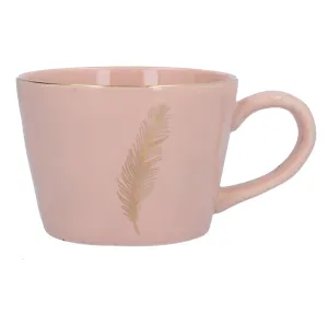 Pink Ceramic Mug With Gold Feather Funky Chunky