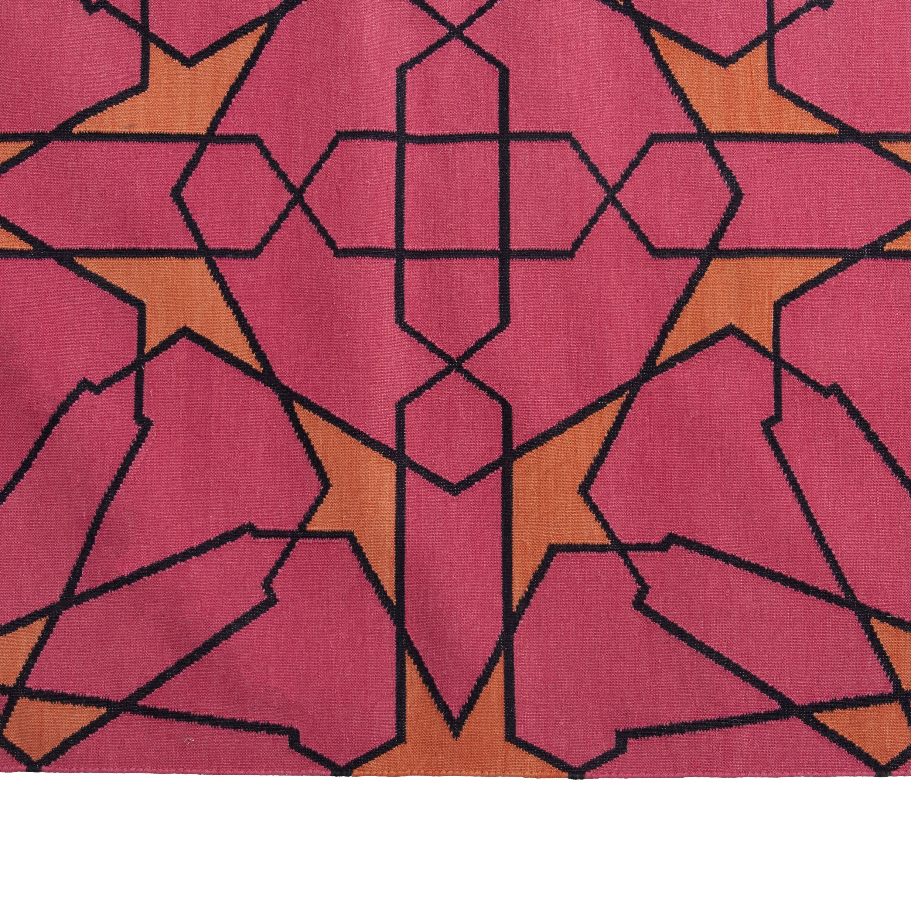 Pink Mosaic Flatweave Cotton Rug - 8'1" x 11'1"