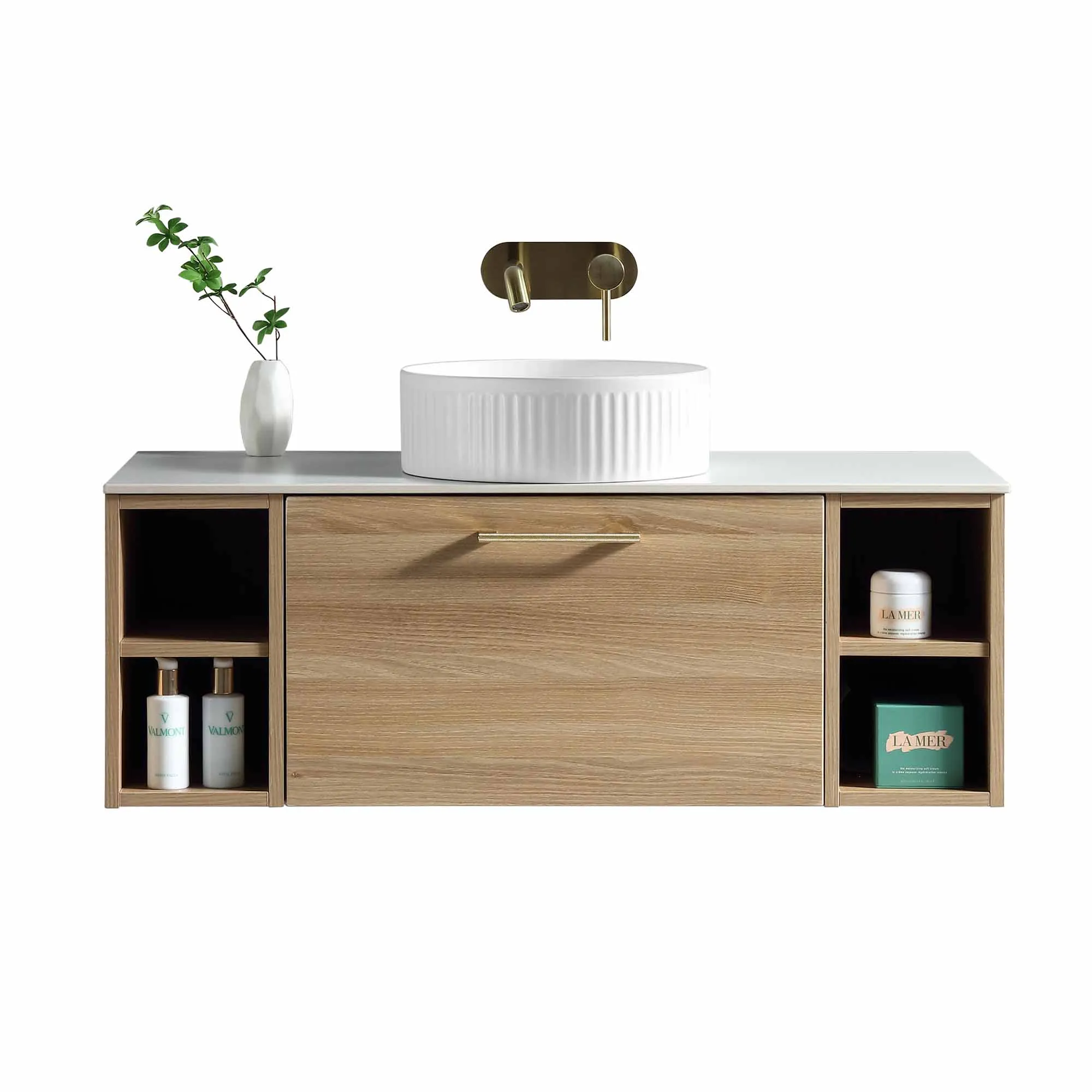 Pisa 1000 Wall Mounted Vanity Unit With Worktop and Open Shelf