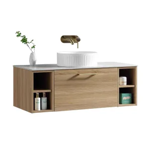 Pisa 1000 Wall Mounted Vanity Unit With Worktop and Open Shelf
