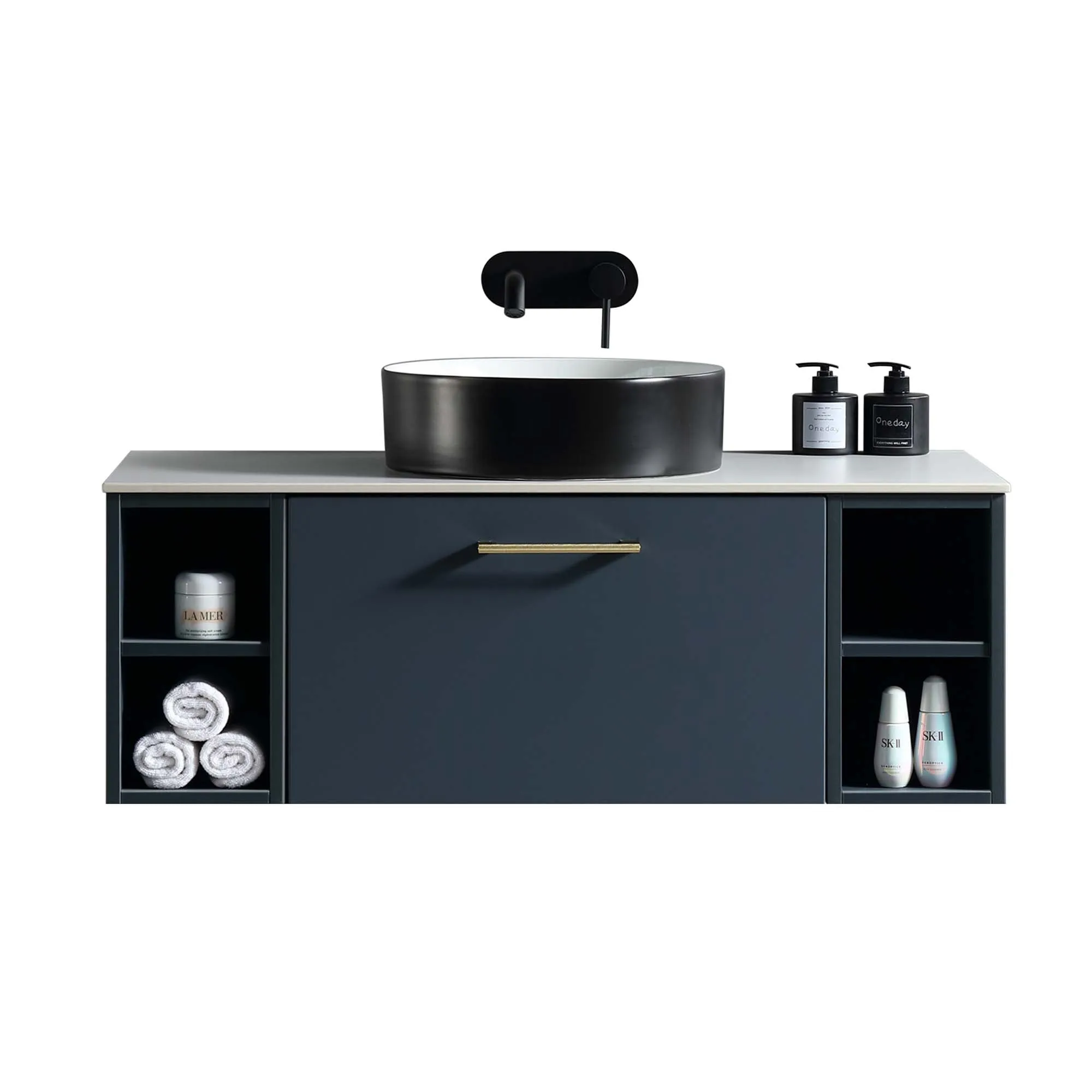Pisa 1000 Wall Mounted Vanity Unit With Worktop and Open Shelf