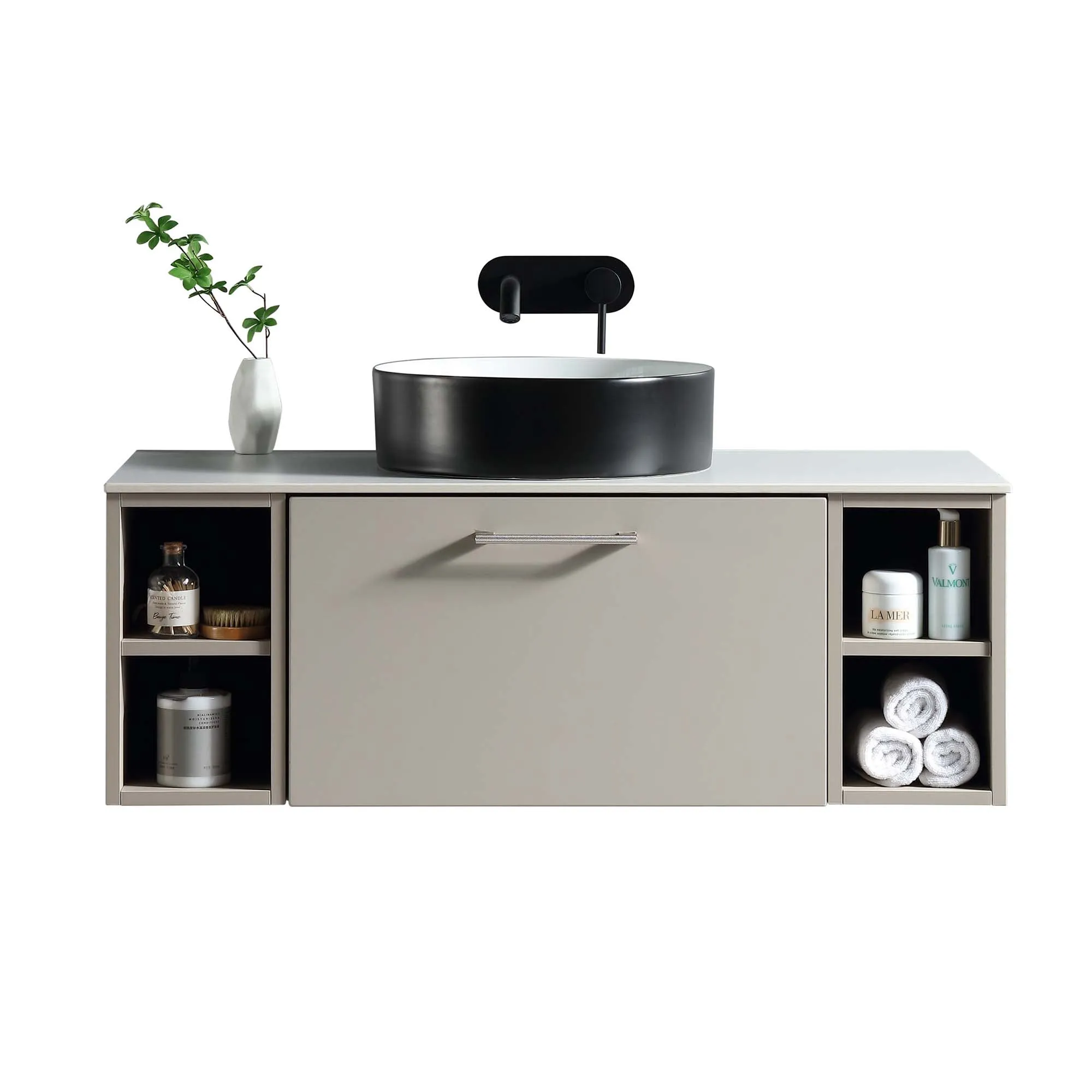 Pisa 1000 Wall Mounted Vanity Unit With Worktop and Open Shelf
