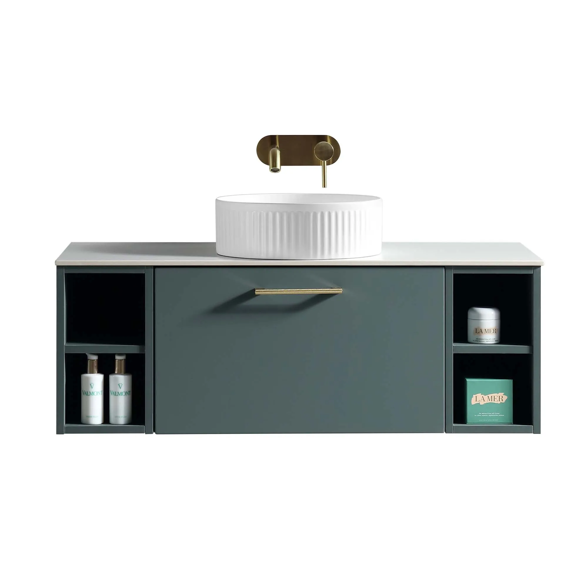 Pisa 1000 Wall Mounted Vanity Unit With Worktop and Open Shelf