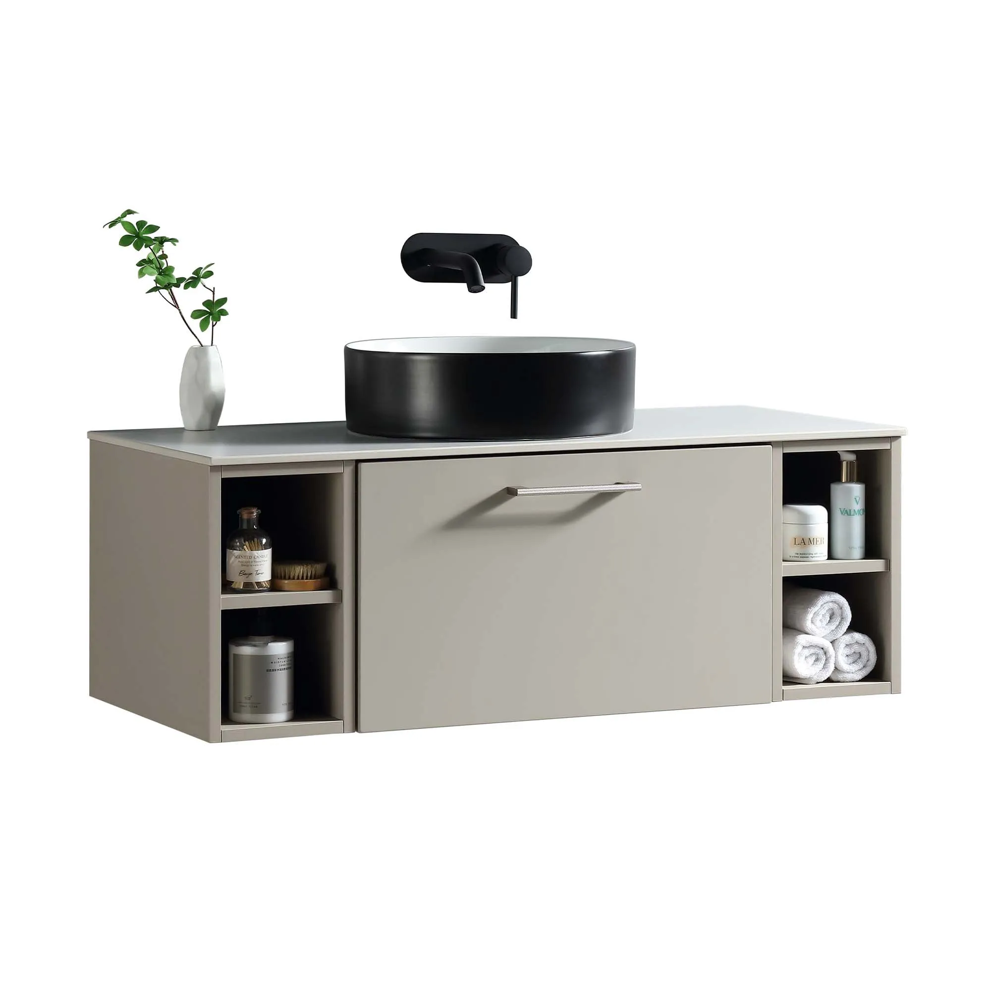 Pisa 1000 Wall Mounted Vanity Unit With Worktop and Open Shelf