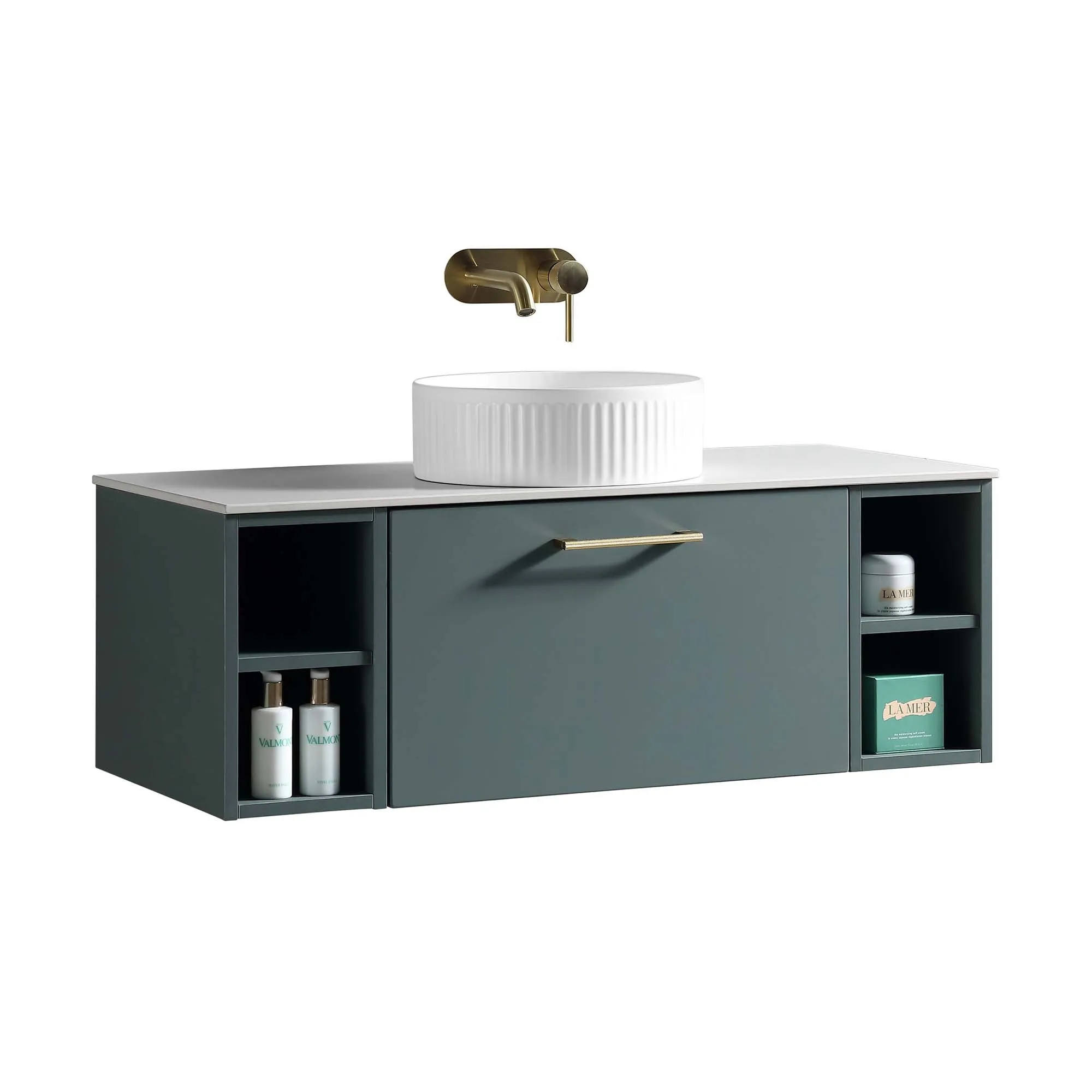 Pisa 1000 Wall Mounted Vanity Unit With Worktop and Open Shelf
