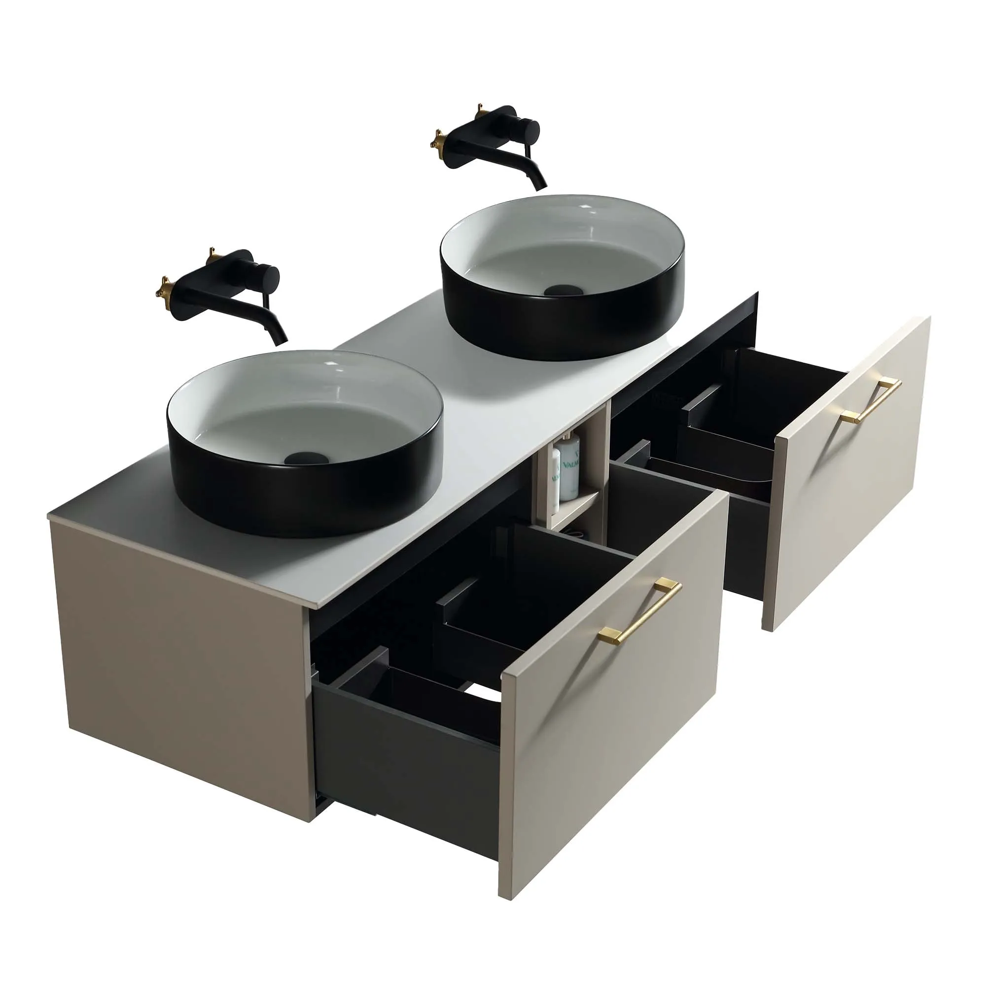 Pisa 1400 Wall Mounted Vanity Unit With Worktop and Open Shelf