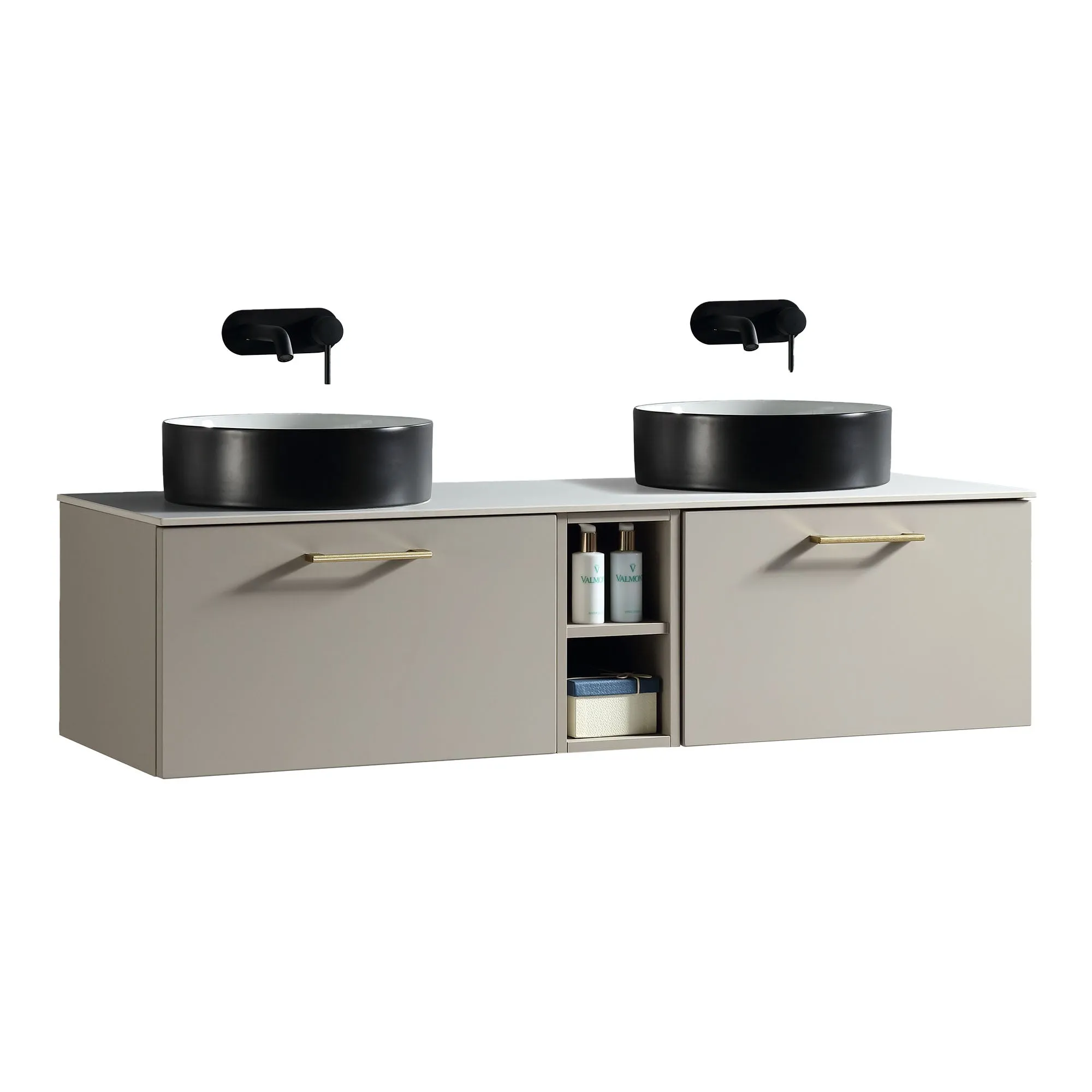 Pisa 1400 Wall Mounted Vanity Unit With Worktop and Open Shelf