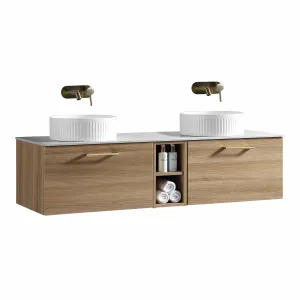 Pisa 1400 Wall Mounted Vanity Unit With Worktop and Open Shelf