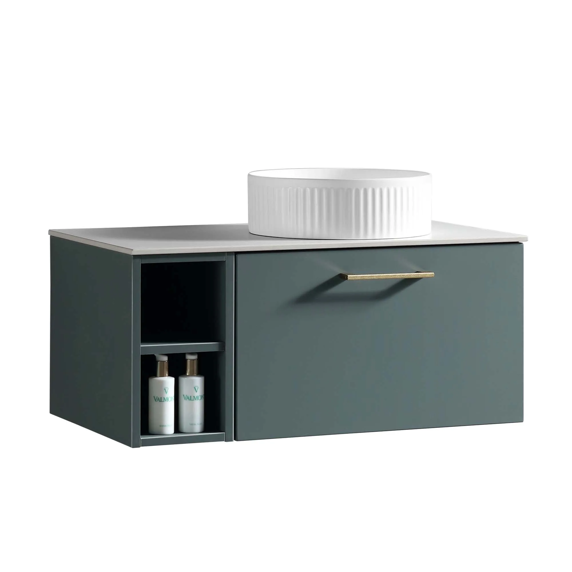 Pisa 800 Wall Mounted Vanity Unit With Worktop and Open Shelf
