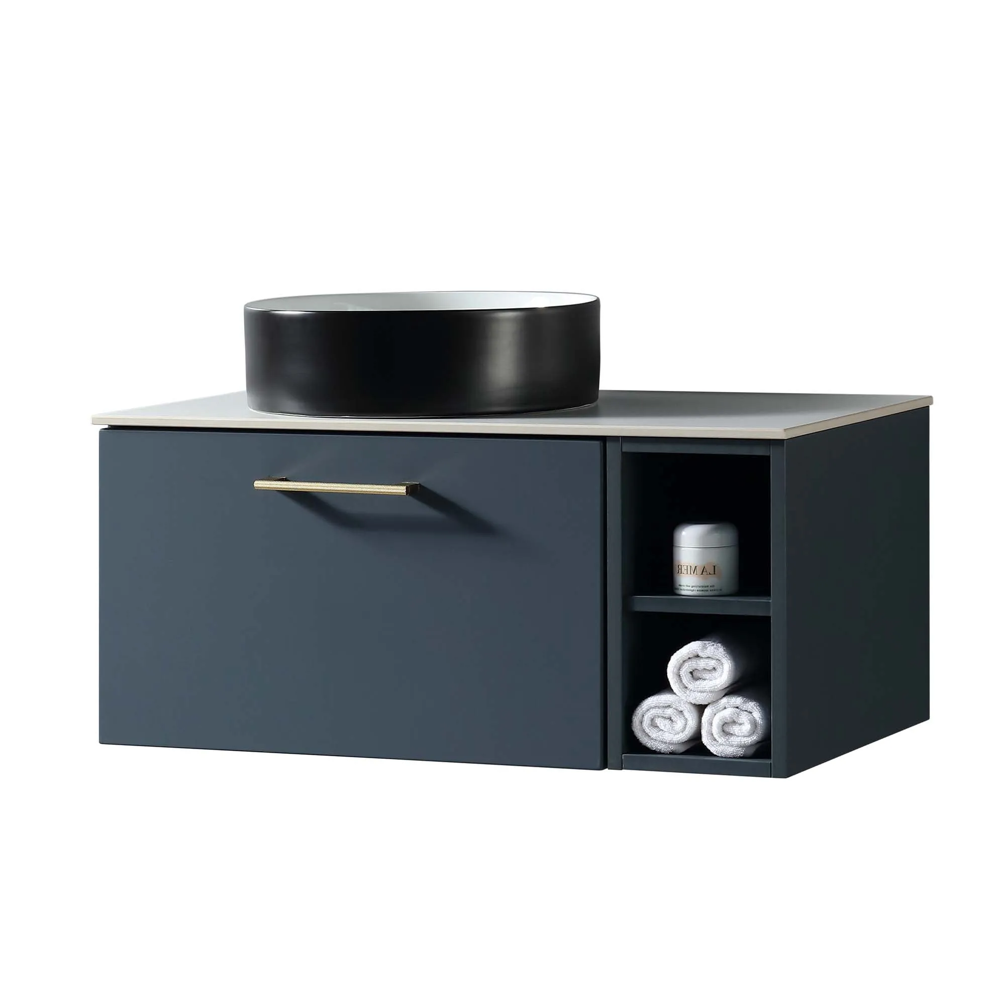 Pisa 800 Wall Mounted Vanity Unit With Worktop and Open Shelf